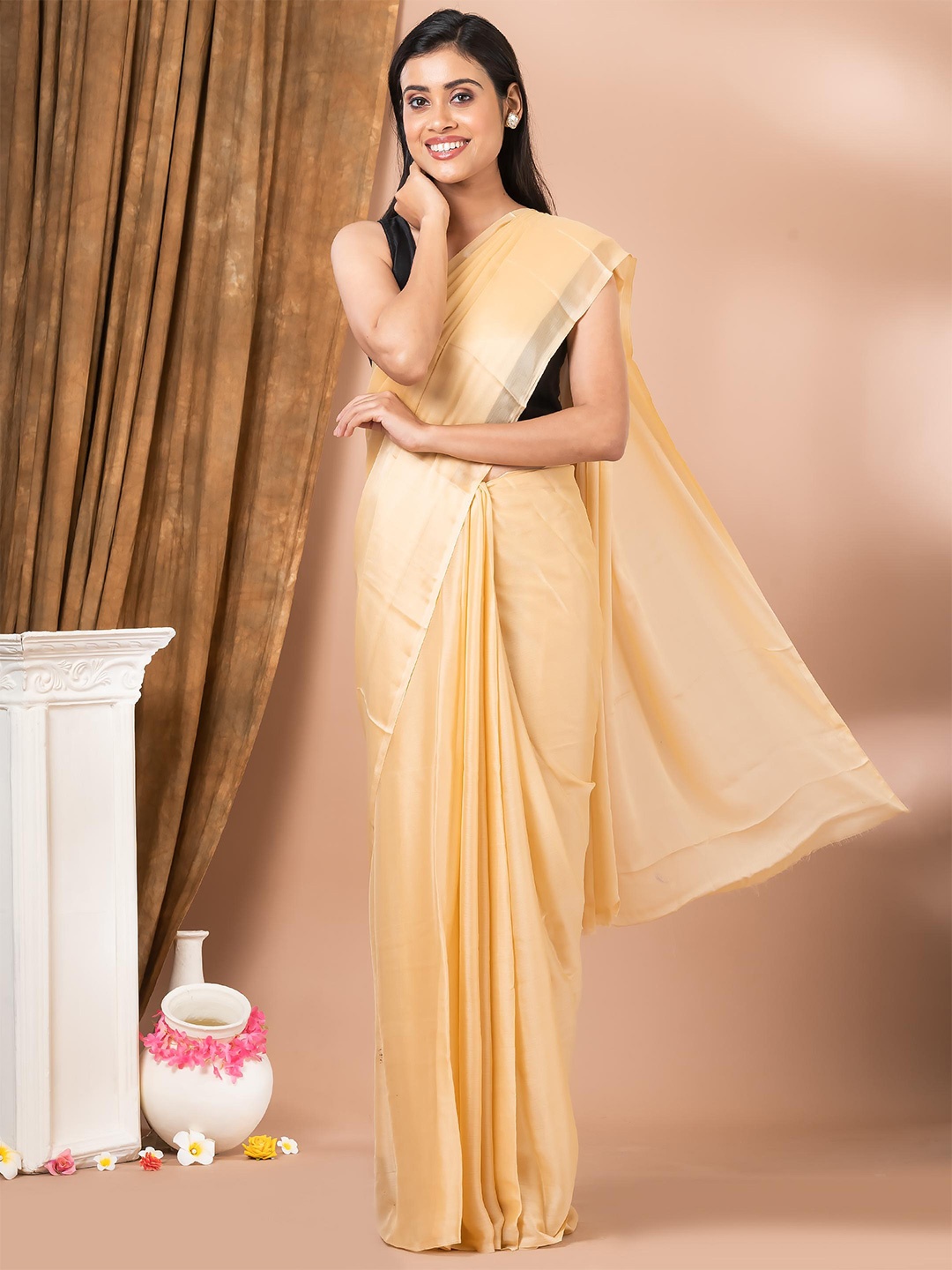 

MAHALASA Art Silk Saree, Camel brown
