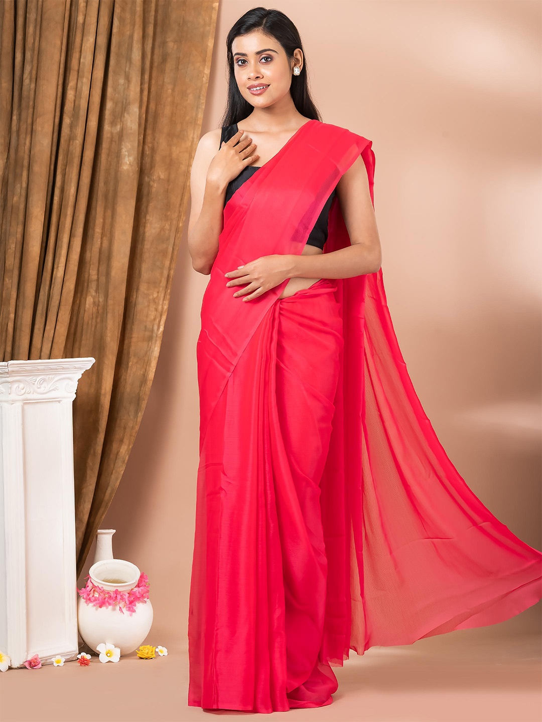 MAHALASA Art Silk Saree, Pink