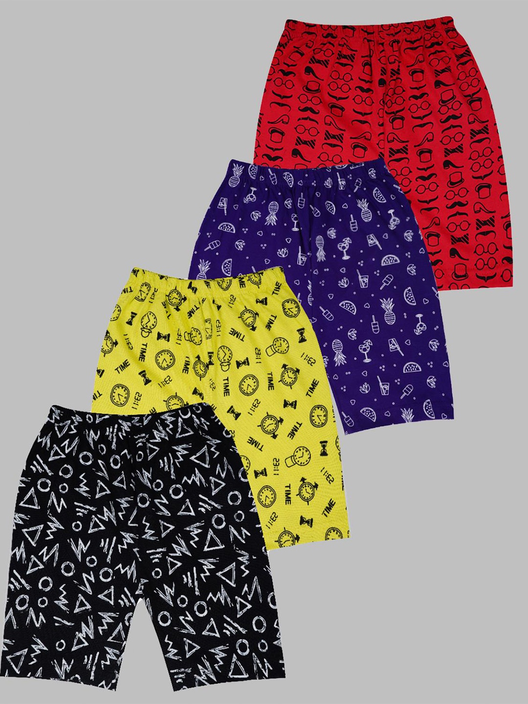 

BAESD Kids Pack Of 4 Conversational Printed Cotton Shorts, Red