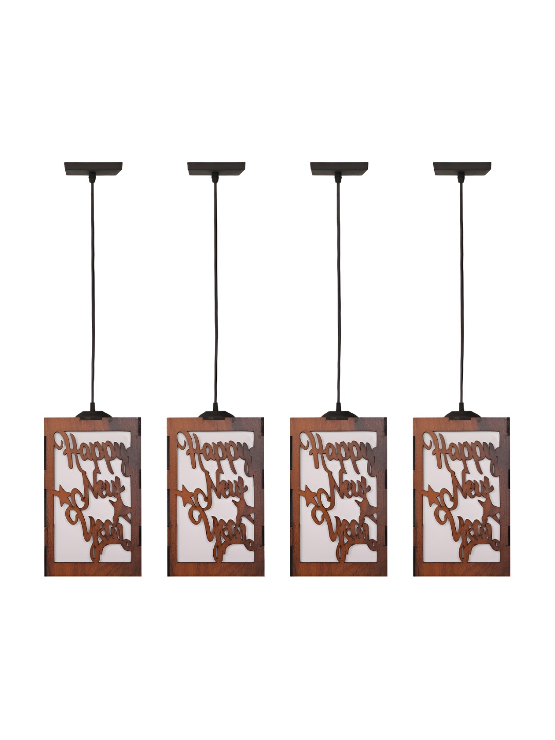 

Gojeeva Brown and White 4 Pieces Wooden 10 Watts Rectangular Contemporary Ceiling Lamps