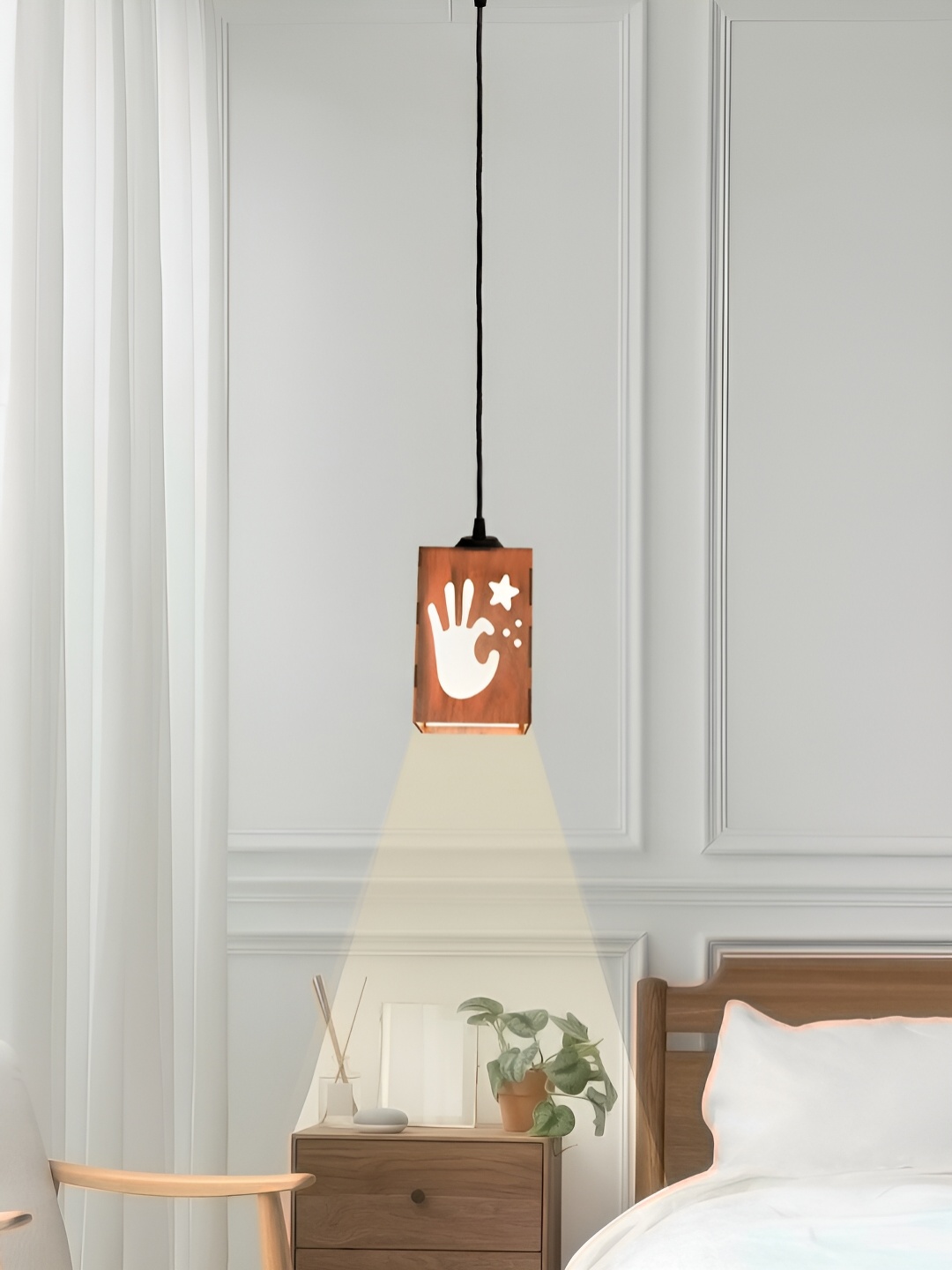 

Gojeeva Brown and White Wooden 10 Watts Rectangular Contemporary Ceiling Lamp