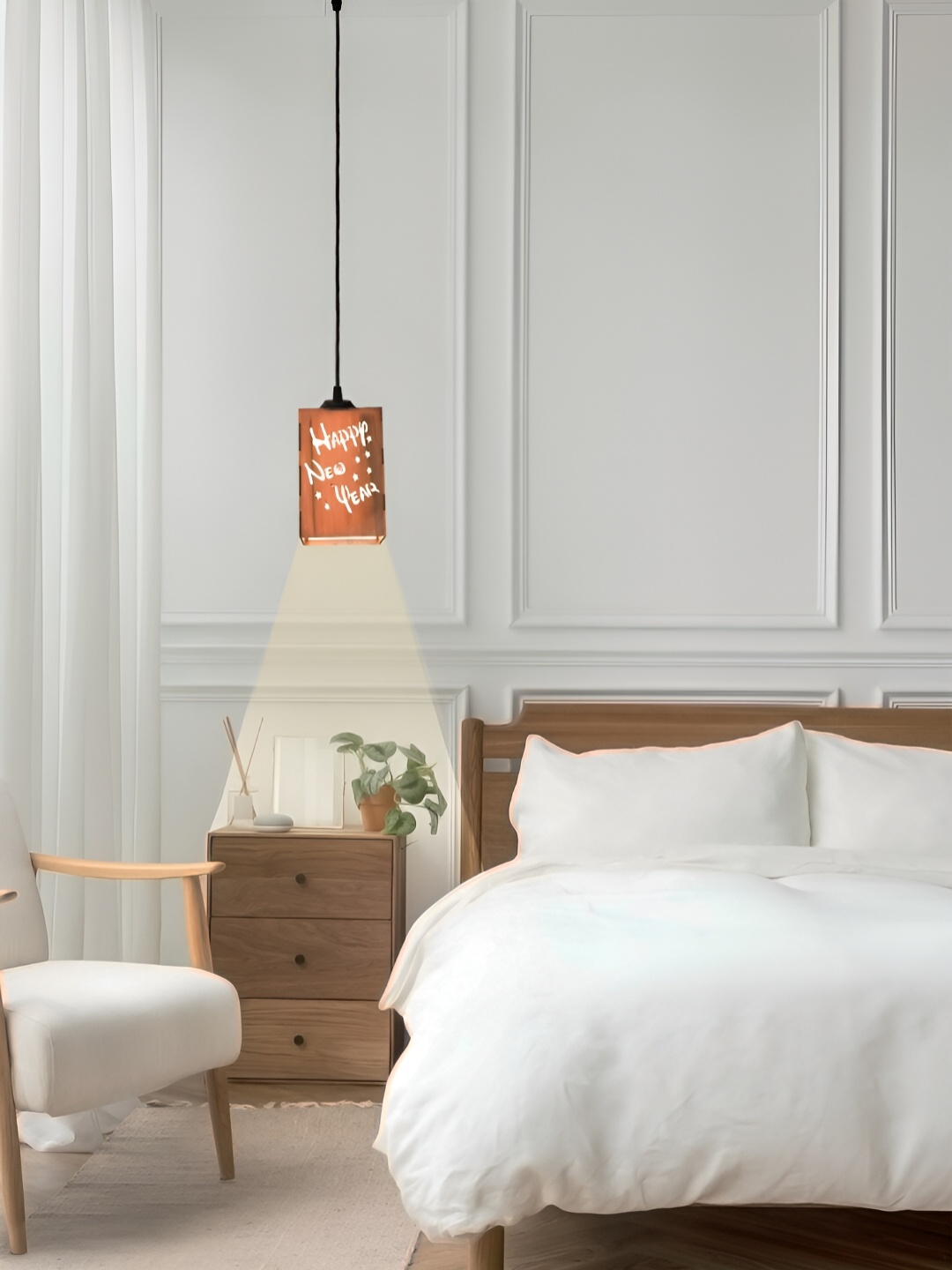 

Gojeeva Brown & White Textured Contemporary Ceiling Lamp