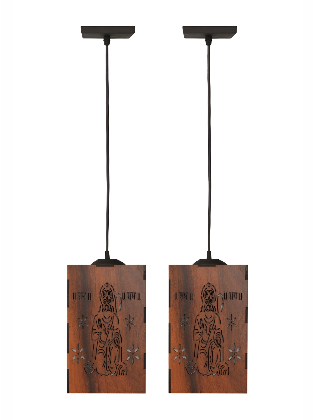 

Gojeeva Brown & White 2 Pieces Textured Contemporary Wooden Ceiling Lamps