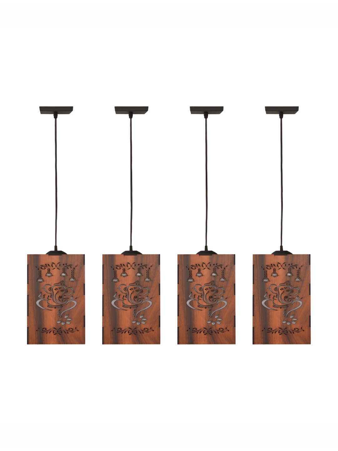 

Gojeeva Brown & White 4 Pieces Textured Contemporary Wooden Ceiling Lamps