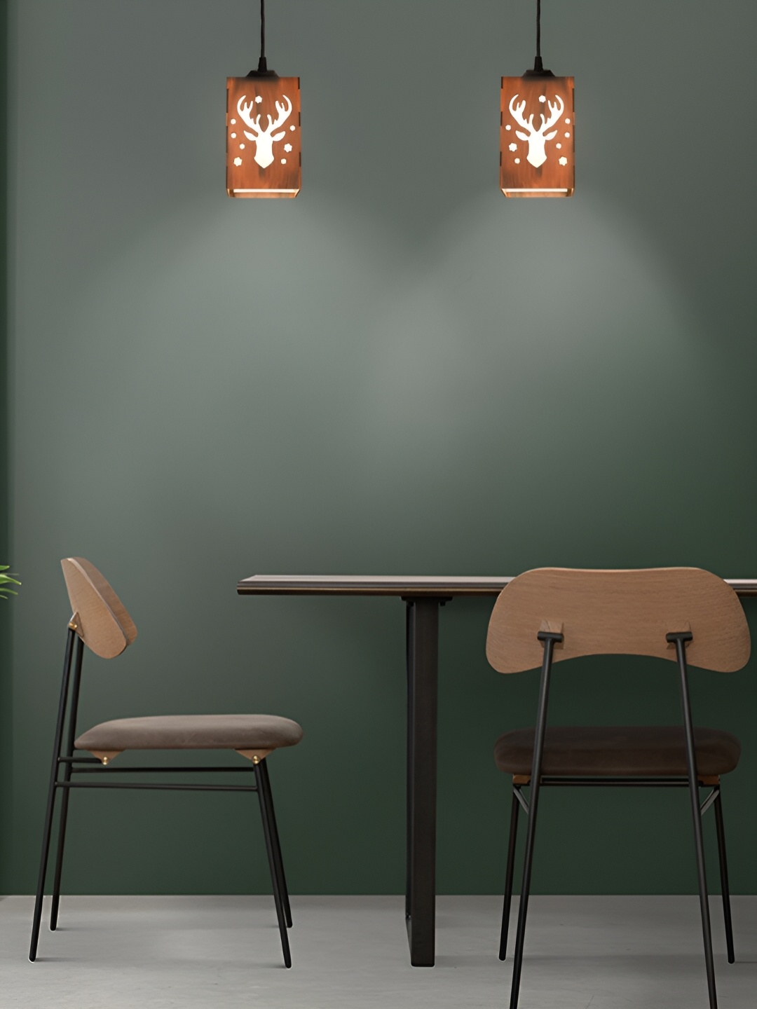 

Gojeeva Brown & White Textured Contemporary Wooden Ceiling Lamp