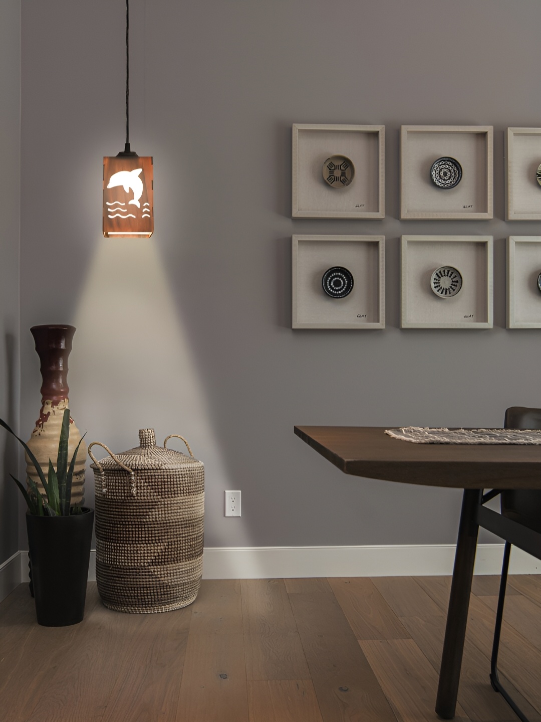 

Gojeeva Brown 2 Pieces Rectangle Textured Wooden Contemporary Ceiling Lamp