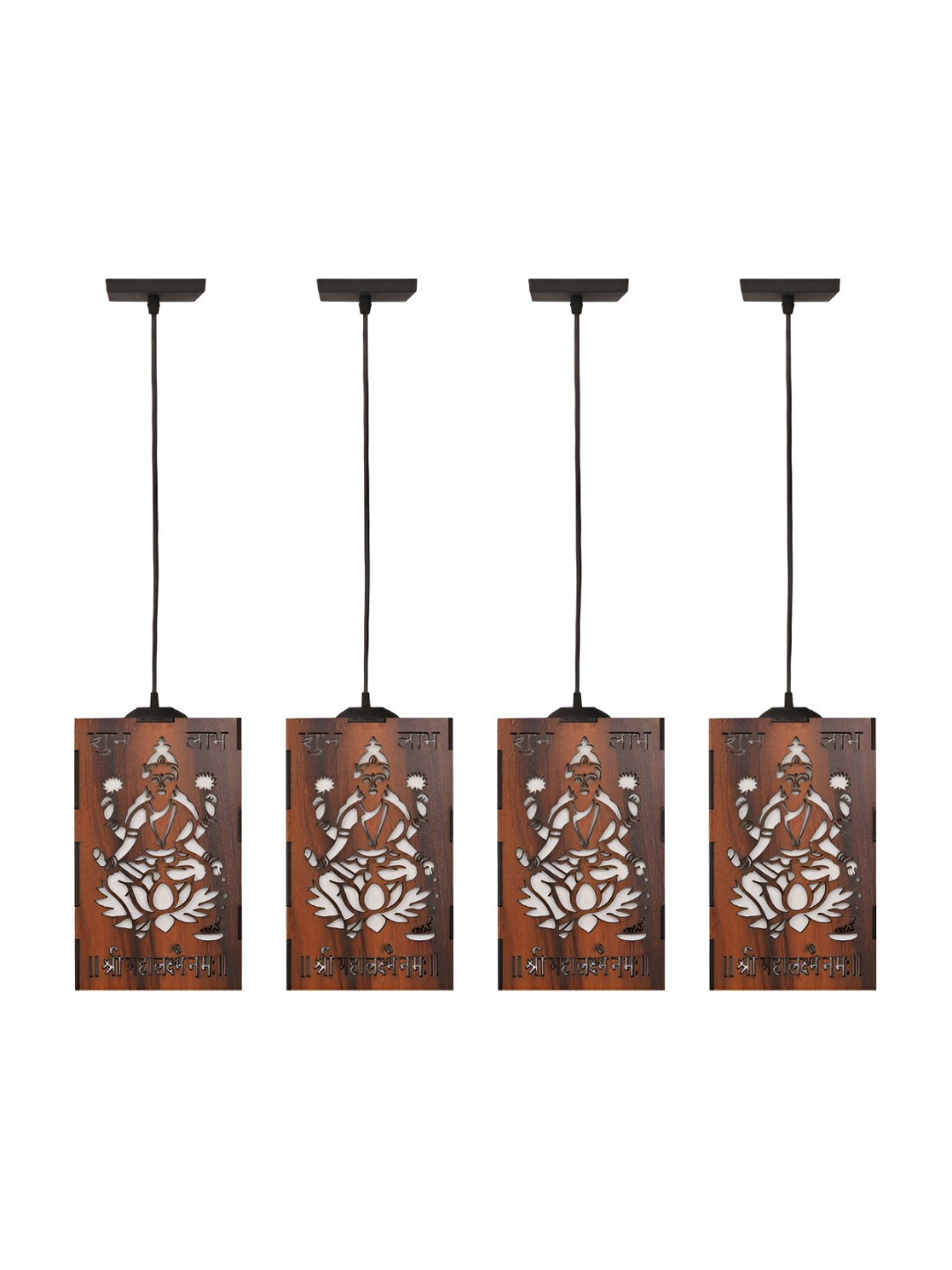 

Gojeeva Brown 4 Pieces Rectangle Textured Wooden Traditional Ceiling Lamps