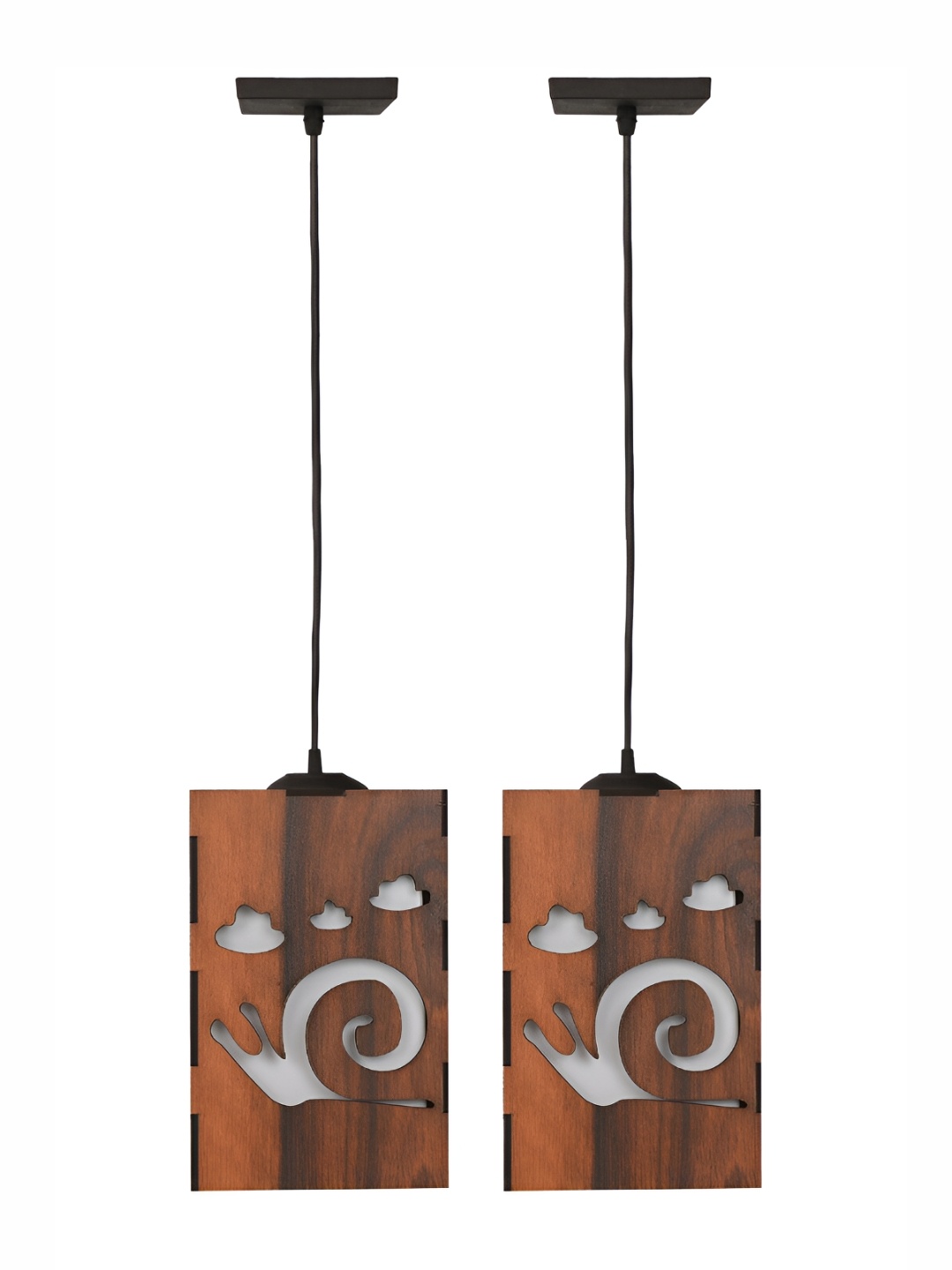 

Gojeeva Brown 2 Pieces Rectangle Textured Wooden Contemporary Ceiling Lamps