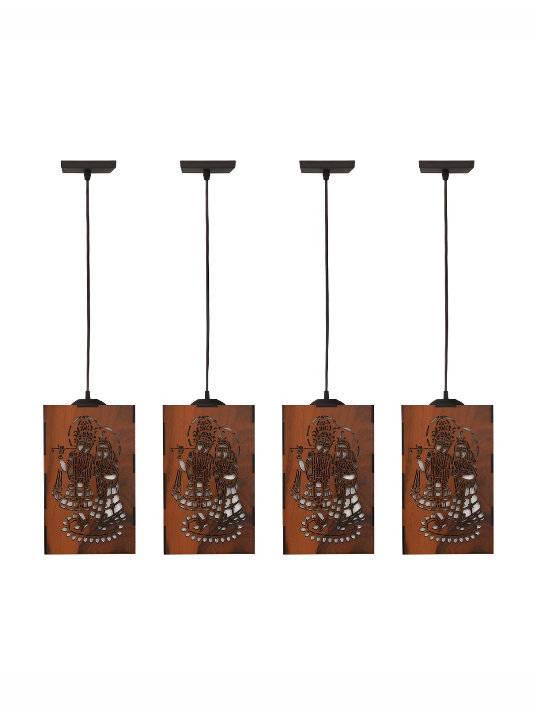 

Gojeeva Brown 4 Pieces Rectangle Textured Wooden Traditional Ceiling Lamps