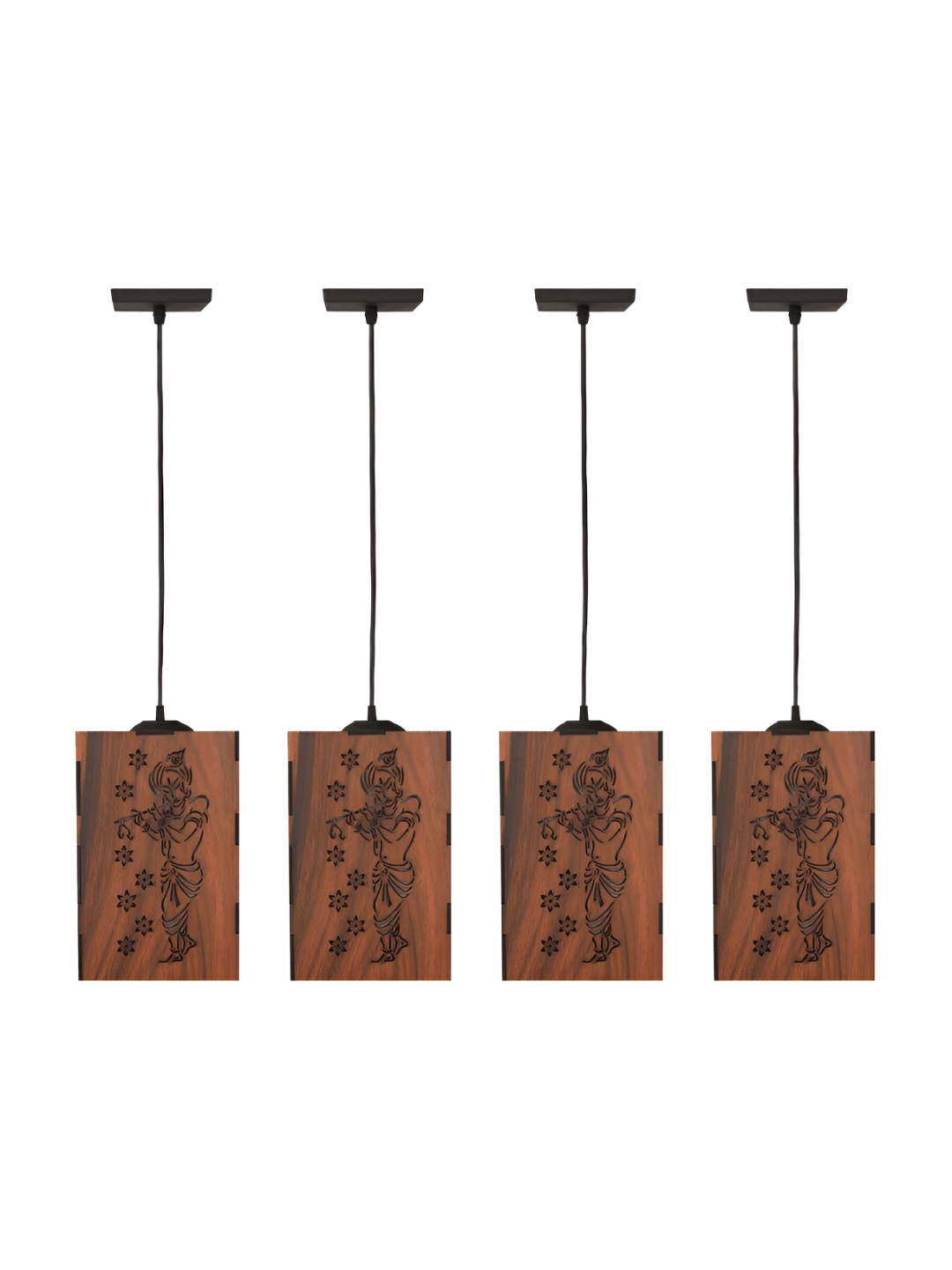 

Gojeeva Brown 4 Pieces Textured Wooden Ceiling Lamp With Adjustable Cord