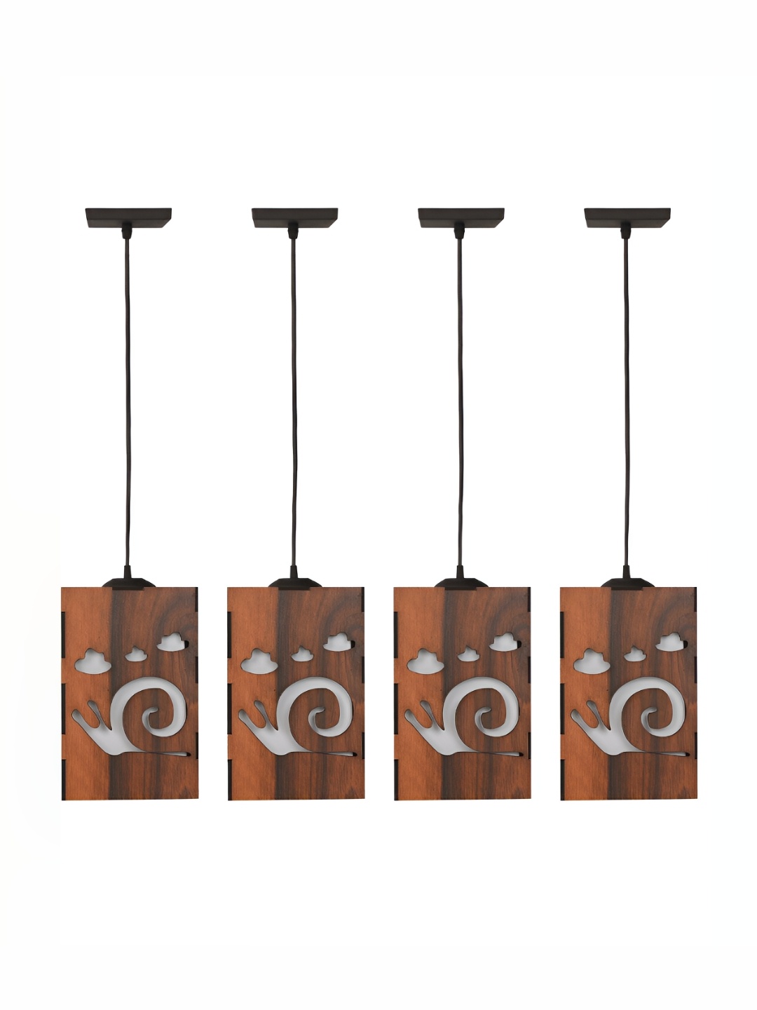

Gojeeva Brown 4 Pieces Textured Wooden Ceiling Lamp With Adjustable Cord