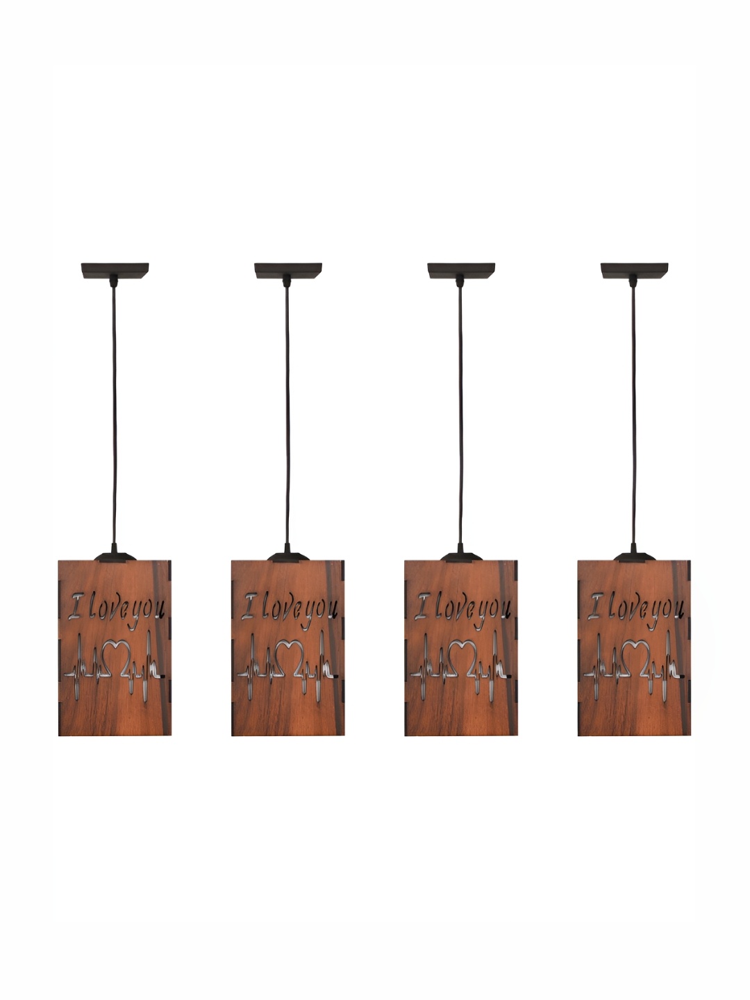 

Gojeeva Brown 4 Pieces Textured Wooden Ceiling Lamp With Adjustable Cord