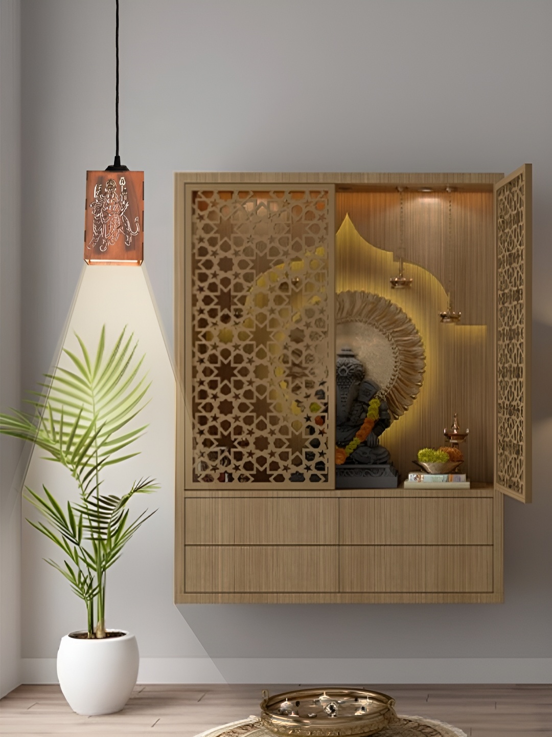 

Gojeeva Brown Textured Ceiling Lamp With Adjustable Cord