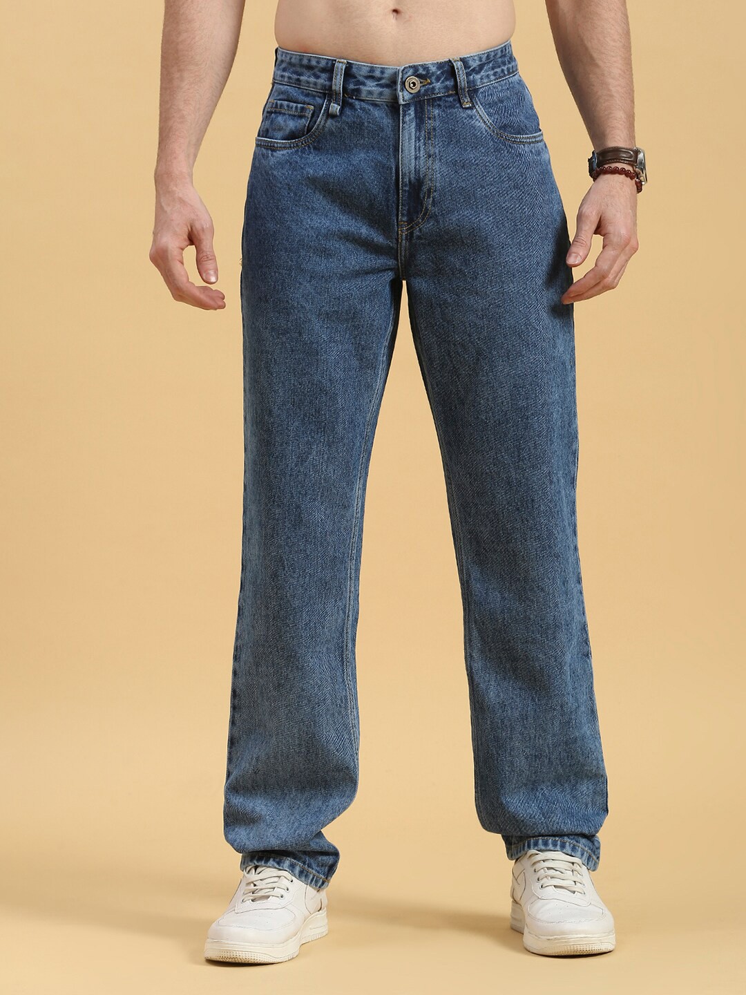 

The Roadster Lifestyle Co. Men Mid Rise Pure Cotton Straight Fit Cotton Jeans, Blue