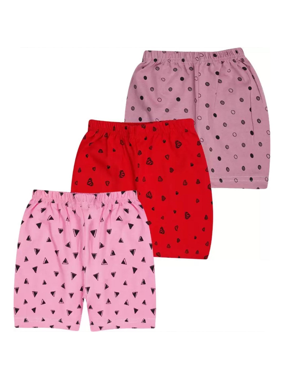 

BAESD Kids Pack Of 3 Conversational Printed Cotton Shorts, Pink