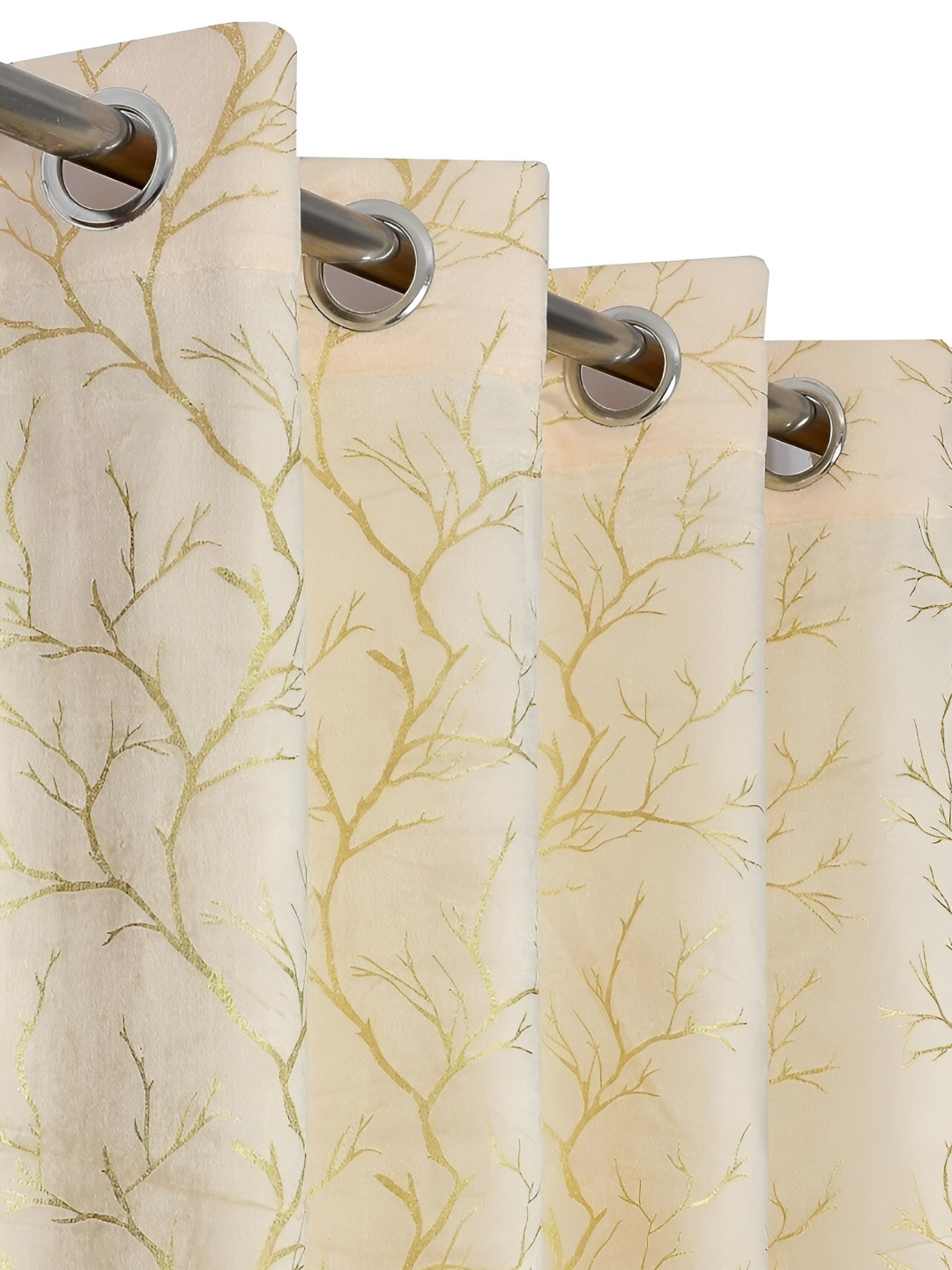 

stuffique Cream & Gold Toned 2 Pieces Printed Room Darkening Door Curtains