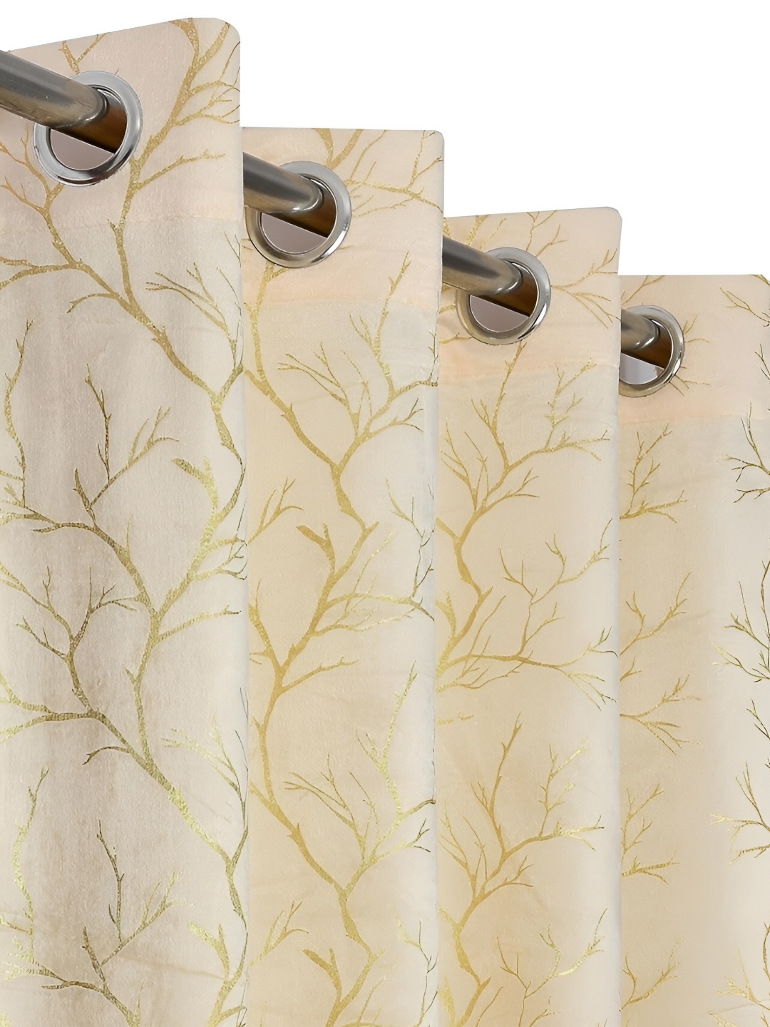 

stuffique Cream-Coloured Set of 2 Room Darkening Long Door Curtain
