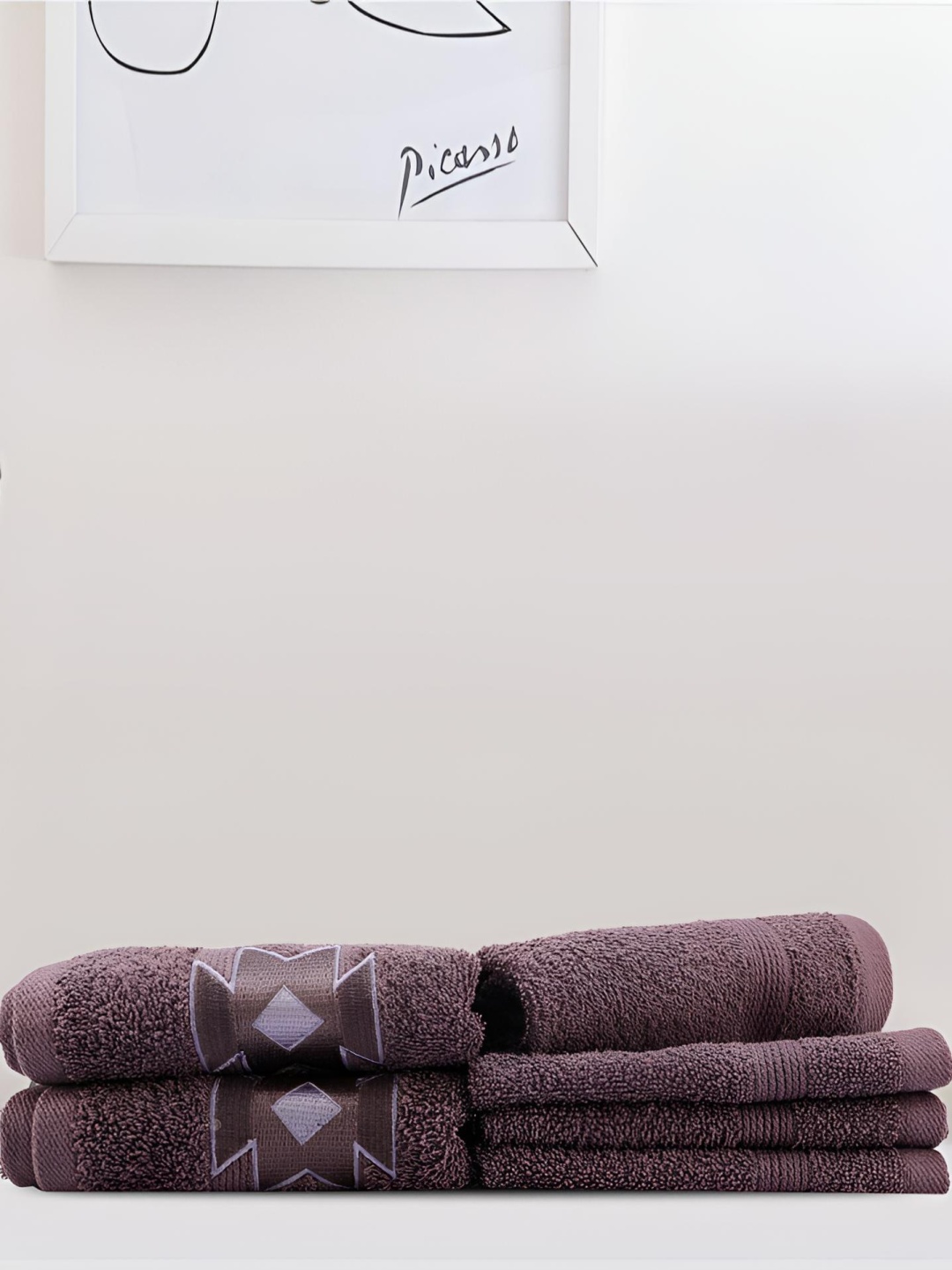 

LUSH & BEYOND Purple 6 Pieces Self Design Cotton 500 GSM Towel Set