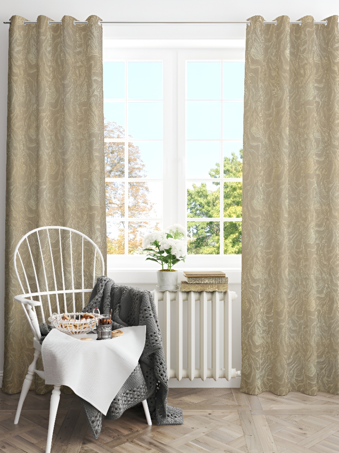 luchom Beige 2 Pieces Room Darkening Long Door Curtains