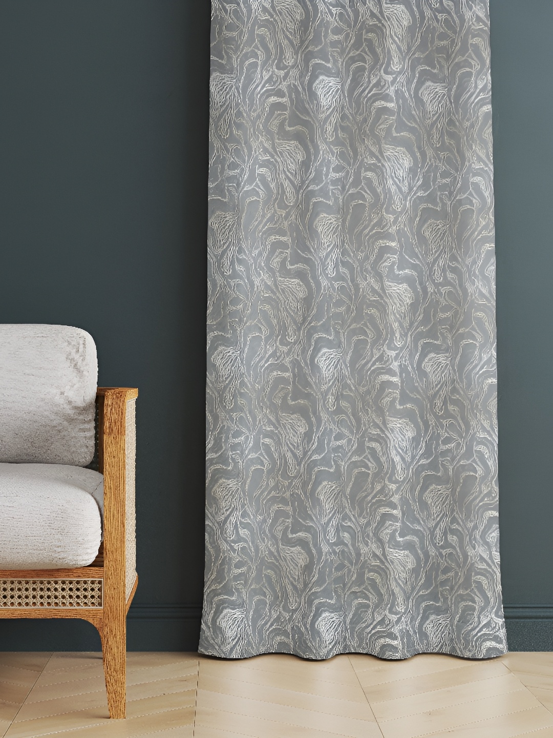 

EISMOURAH Grey Abstract Room Darkening Eyelet Window Curtain