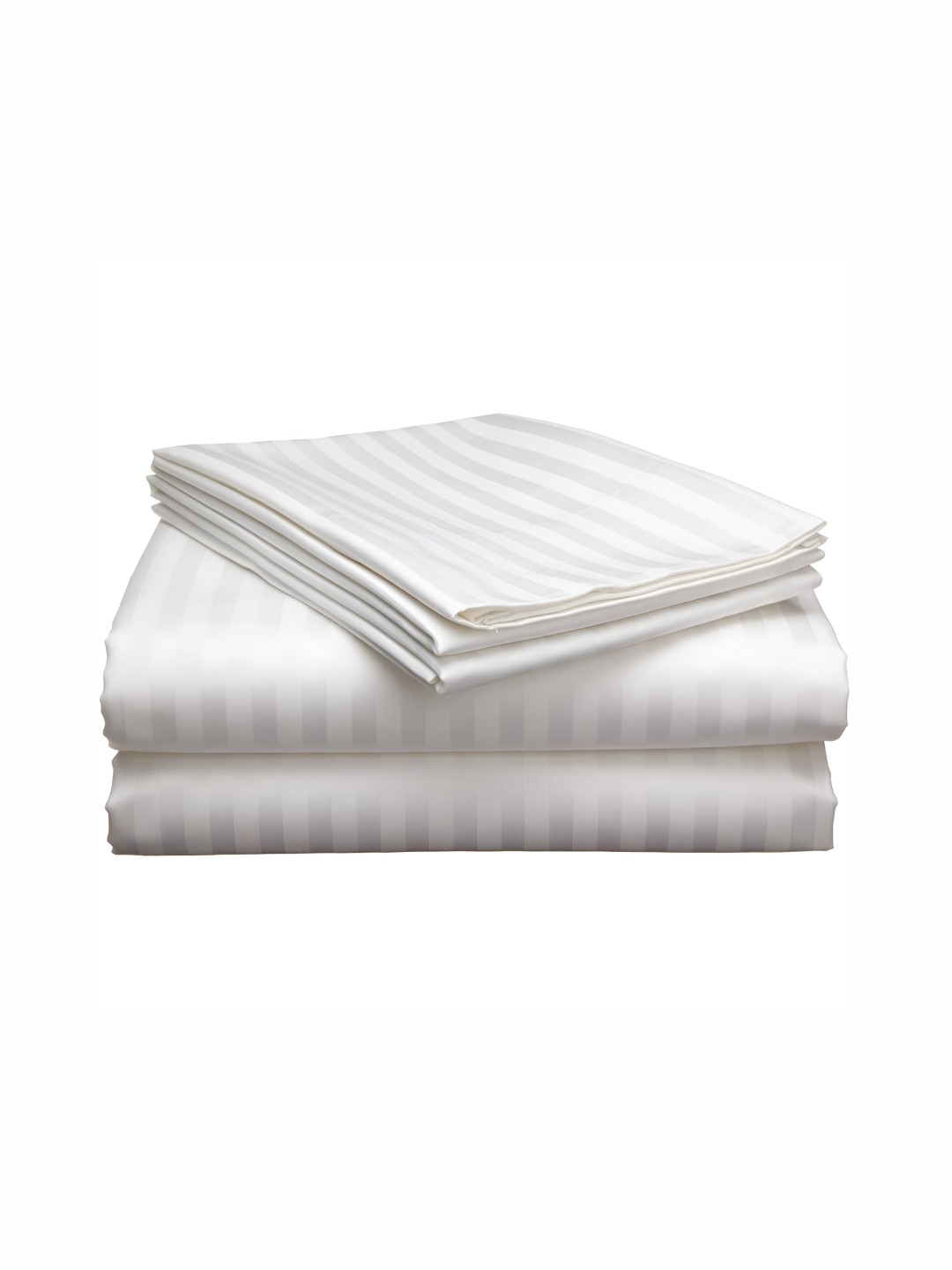 

Bedbathandbliss White Striped 300 TC King Bedsheet with 2 Pillow Covers