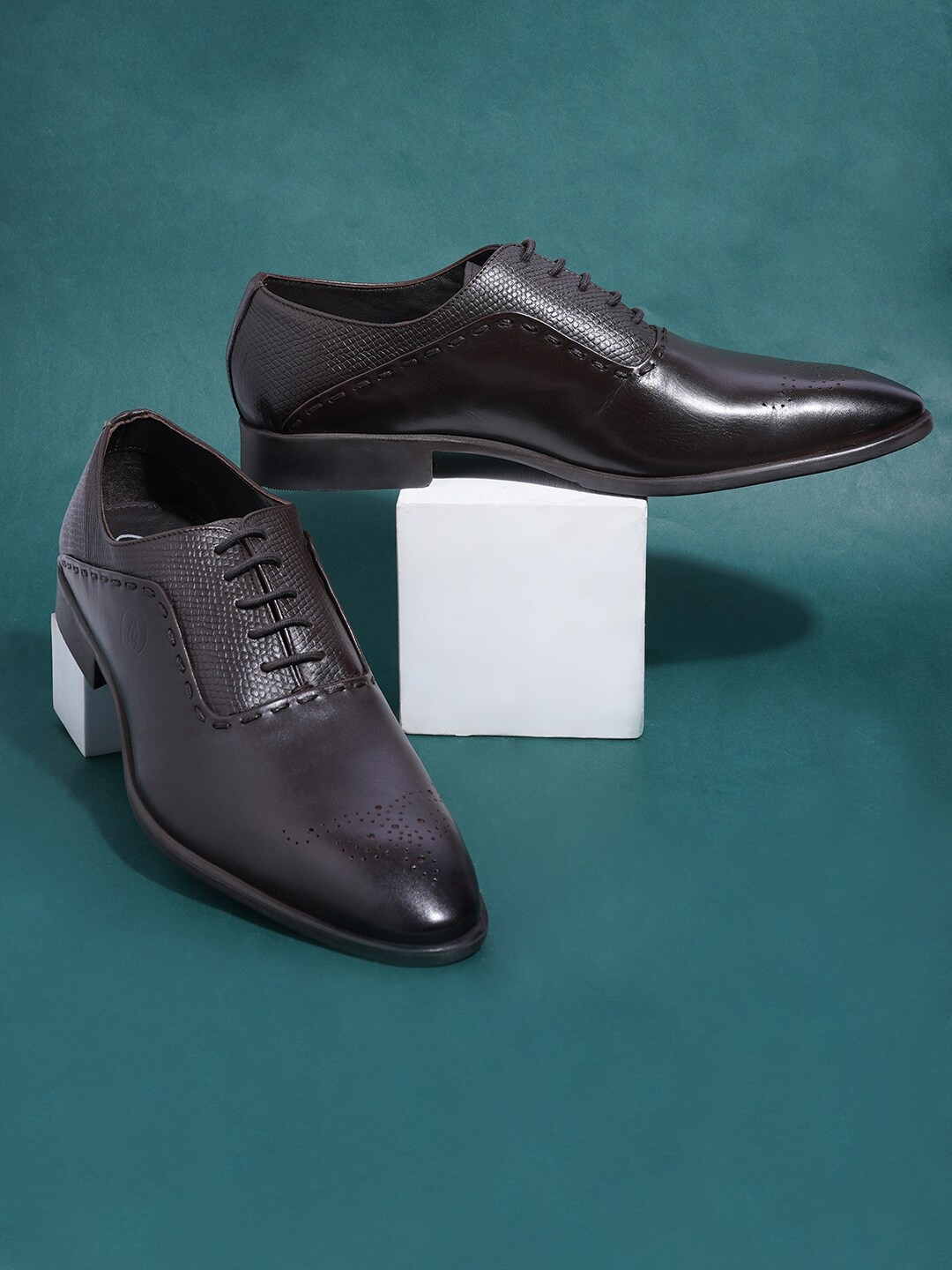 

Jack Rebel Men Lace-Up Leather Formal Oxfords, Brown