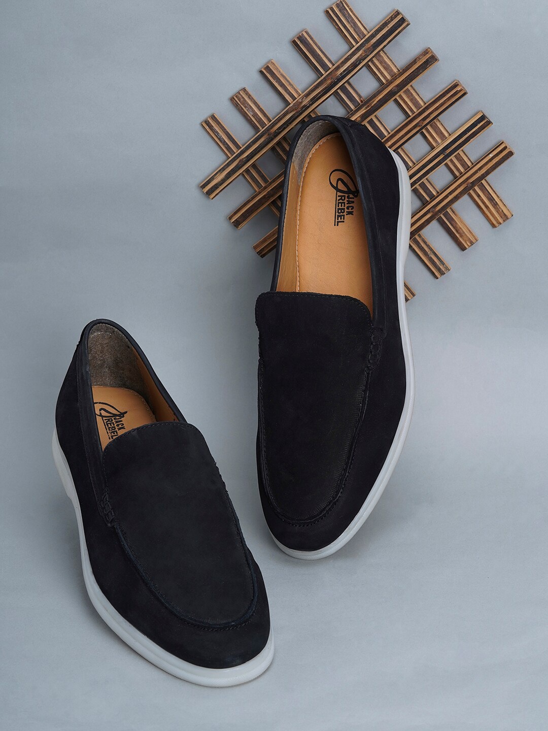 

Jack Rebel Men Leather Slip-Ons Loafers, Black