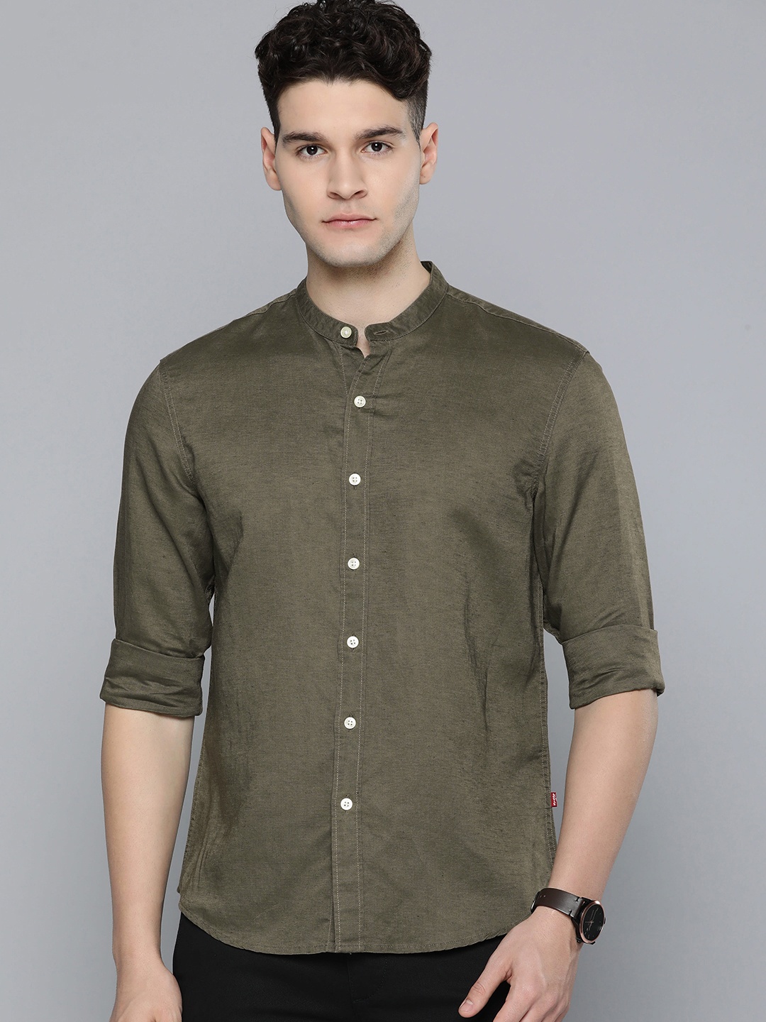 

Levis Solid Slim Fit Casual Shirt, Olive