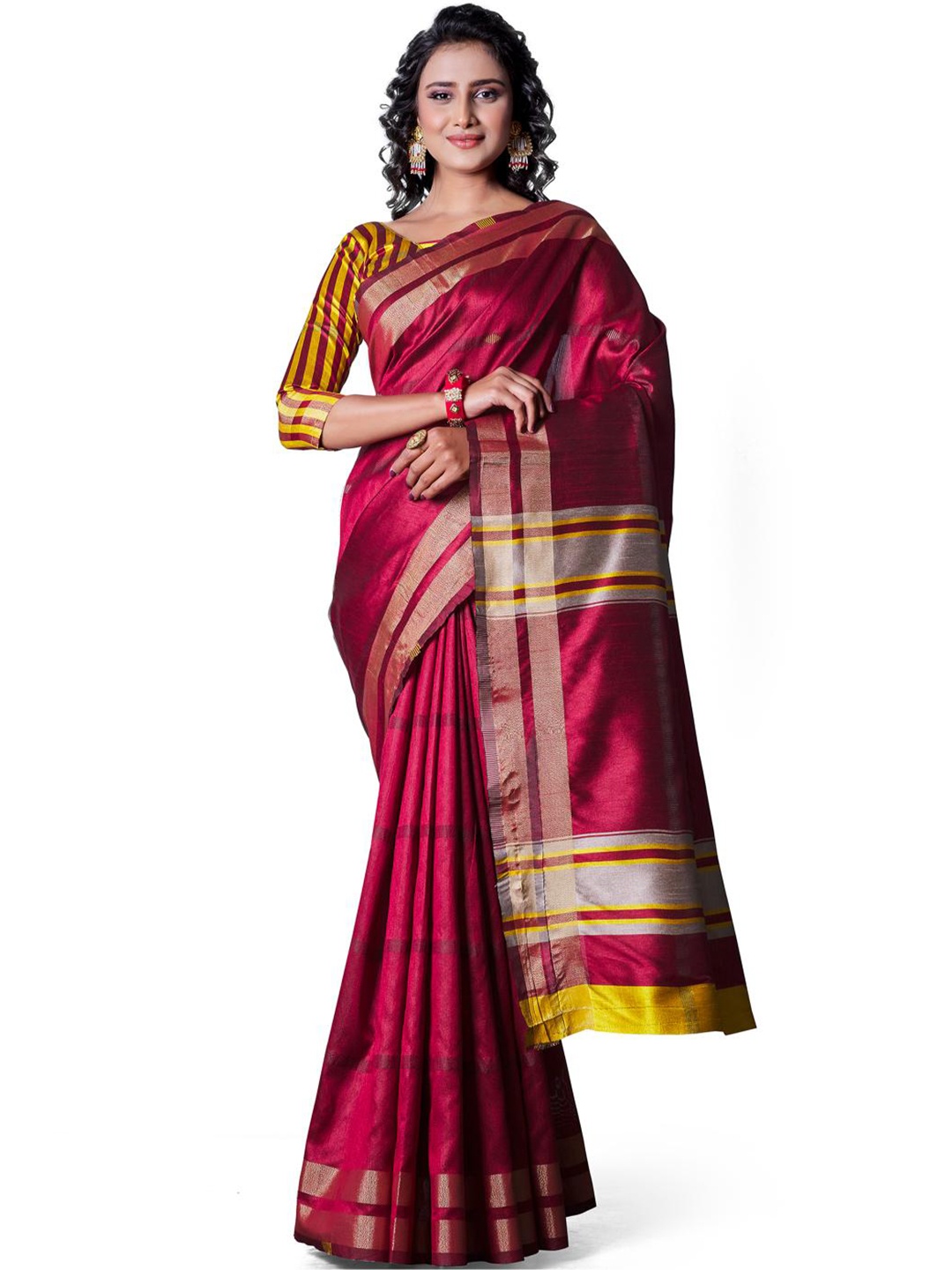 

LIMDO Ethnic Woven Design Pure Silk Banarasi Saree, Maroon