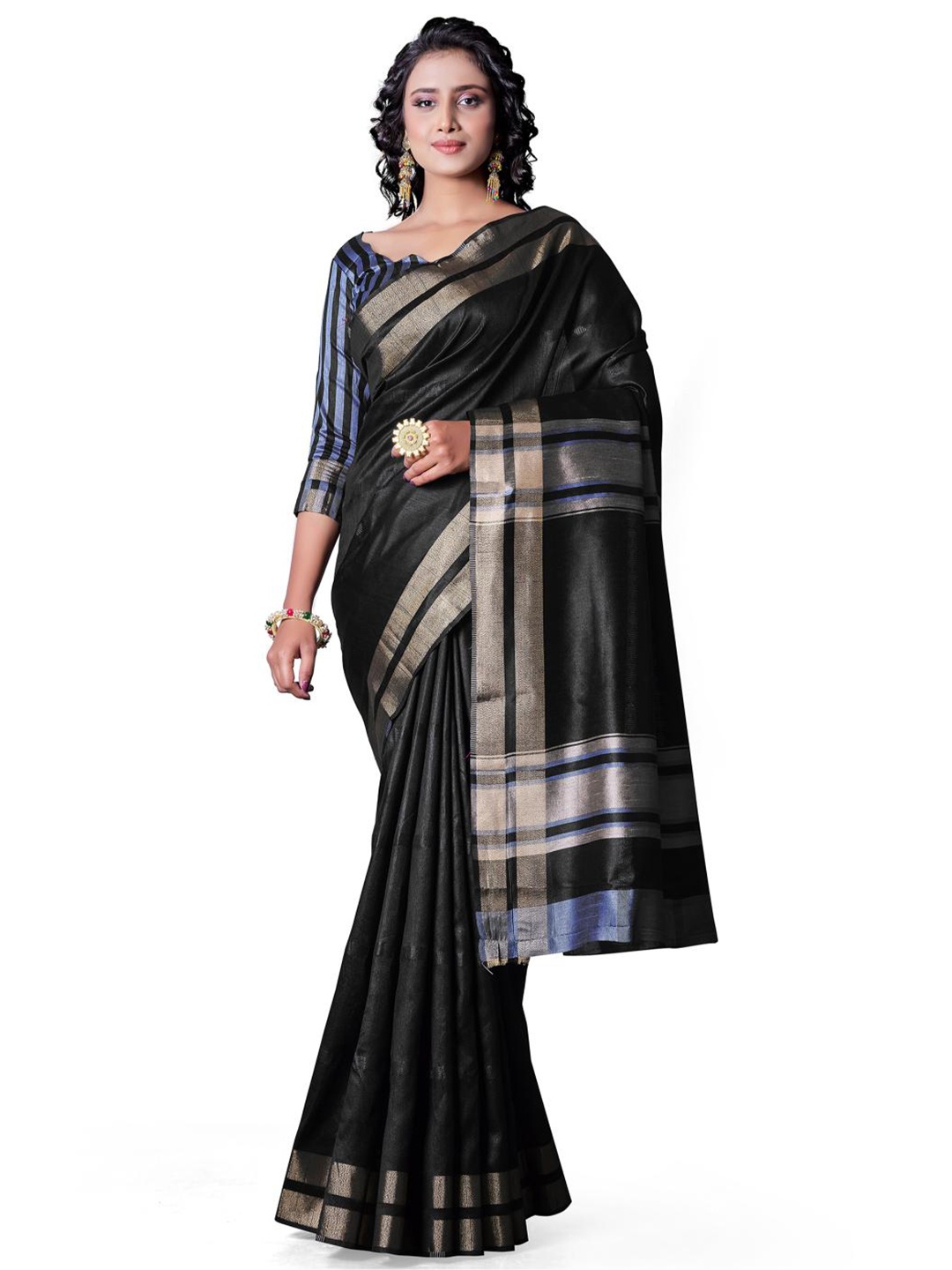 

LIMDO Ethnic Woven Design Pure Silk Banarasi Saree, Black