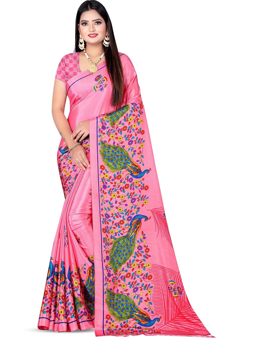 

Leelavati Floral Printed Pure Crepe Saree, Pink