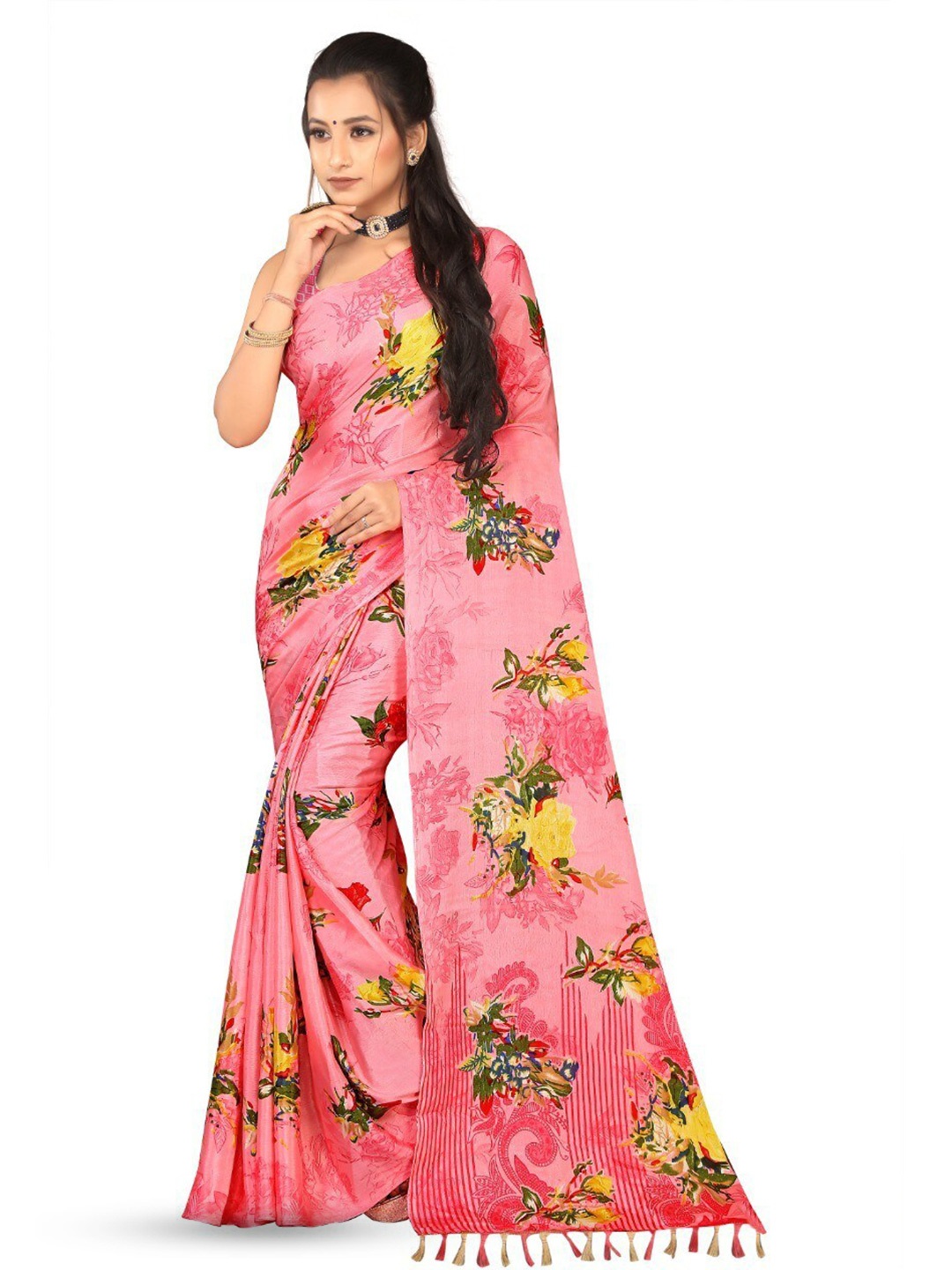 

Leelavati Floral Printed Saree, Pink