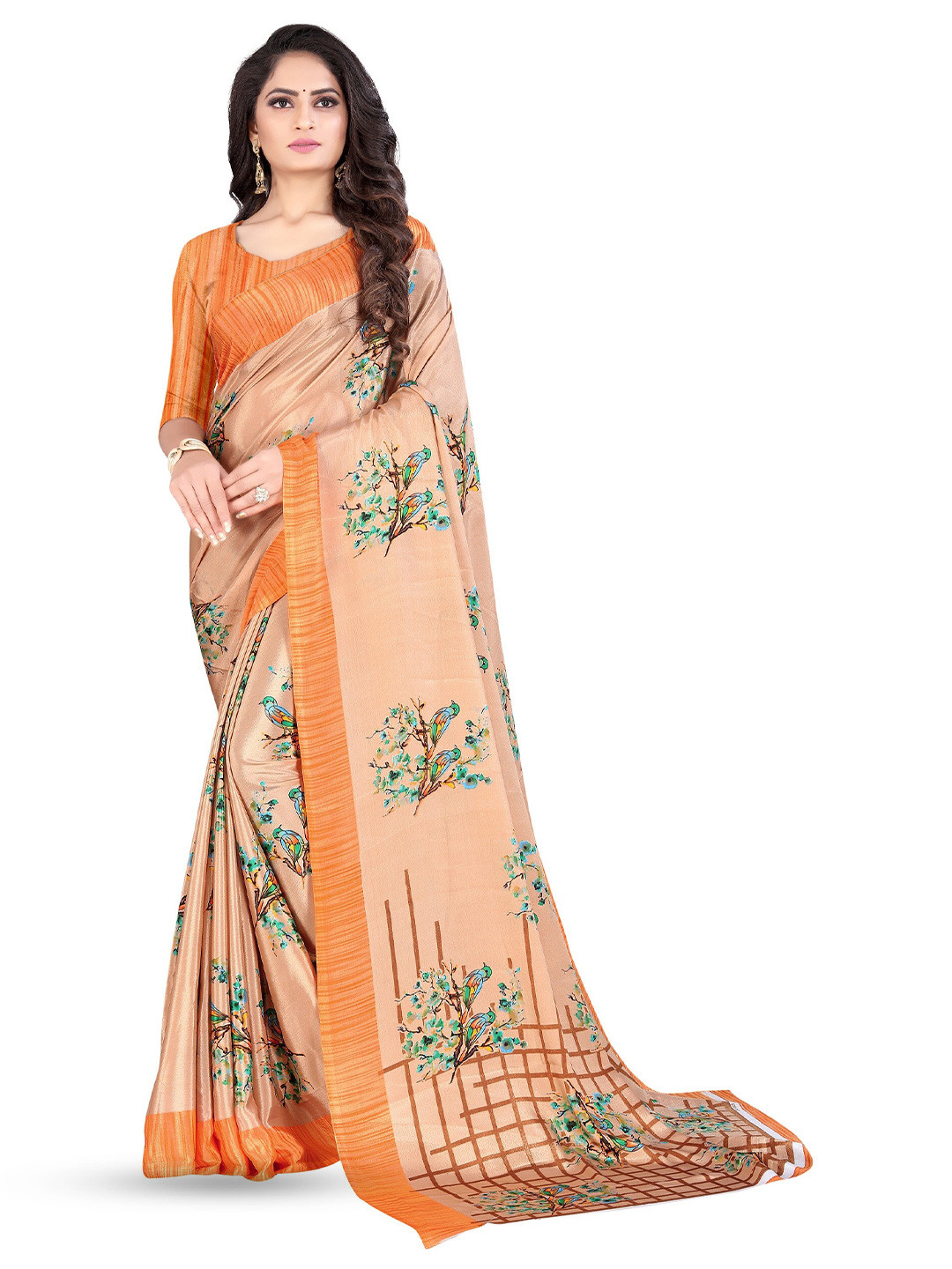

Leelavati Floral Printed Saree, Orange
