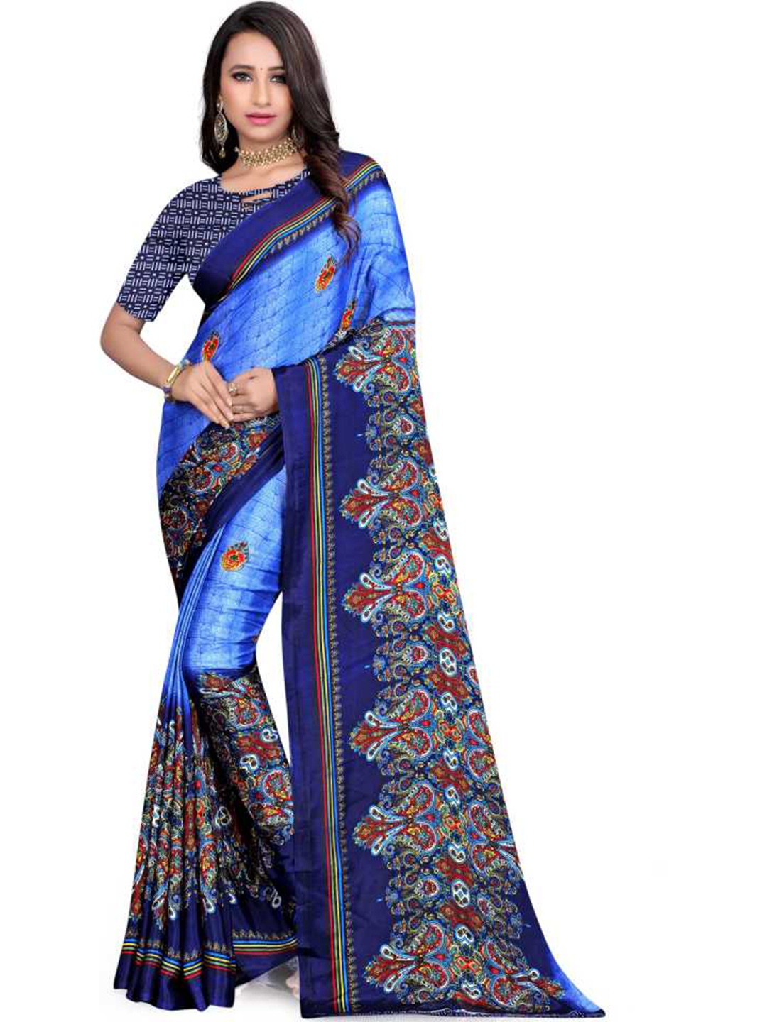 

Leelavati Ethnic Motifs Printed Saree, Blue