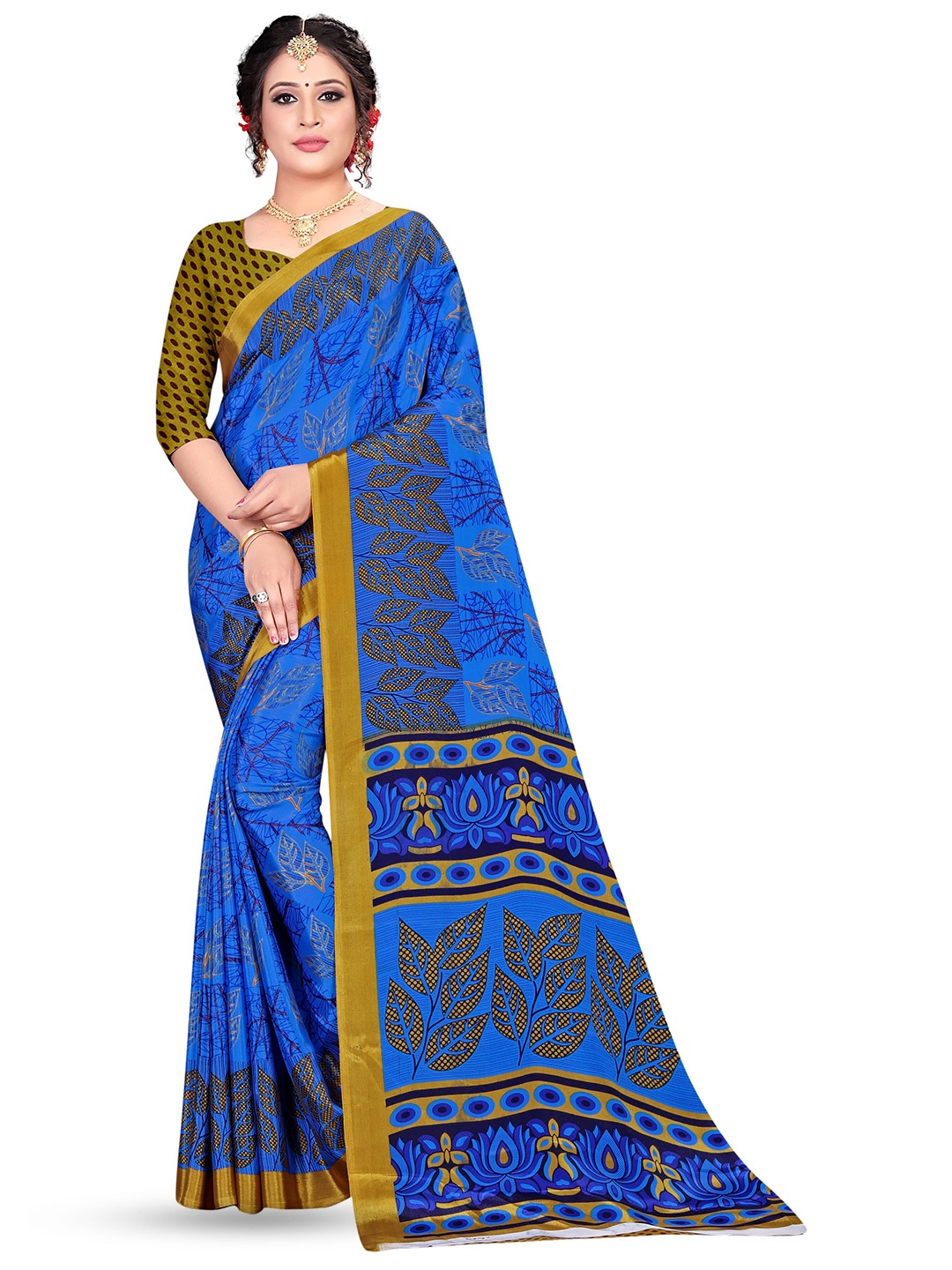 

Leelavati Floral Printed Saree, Blue