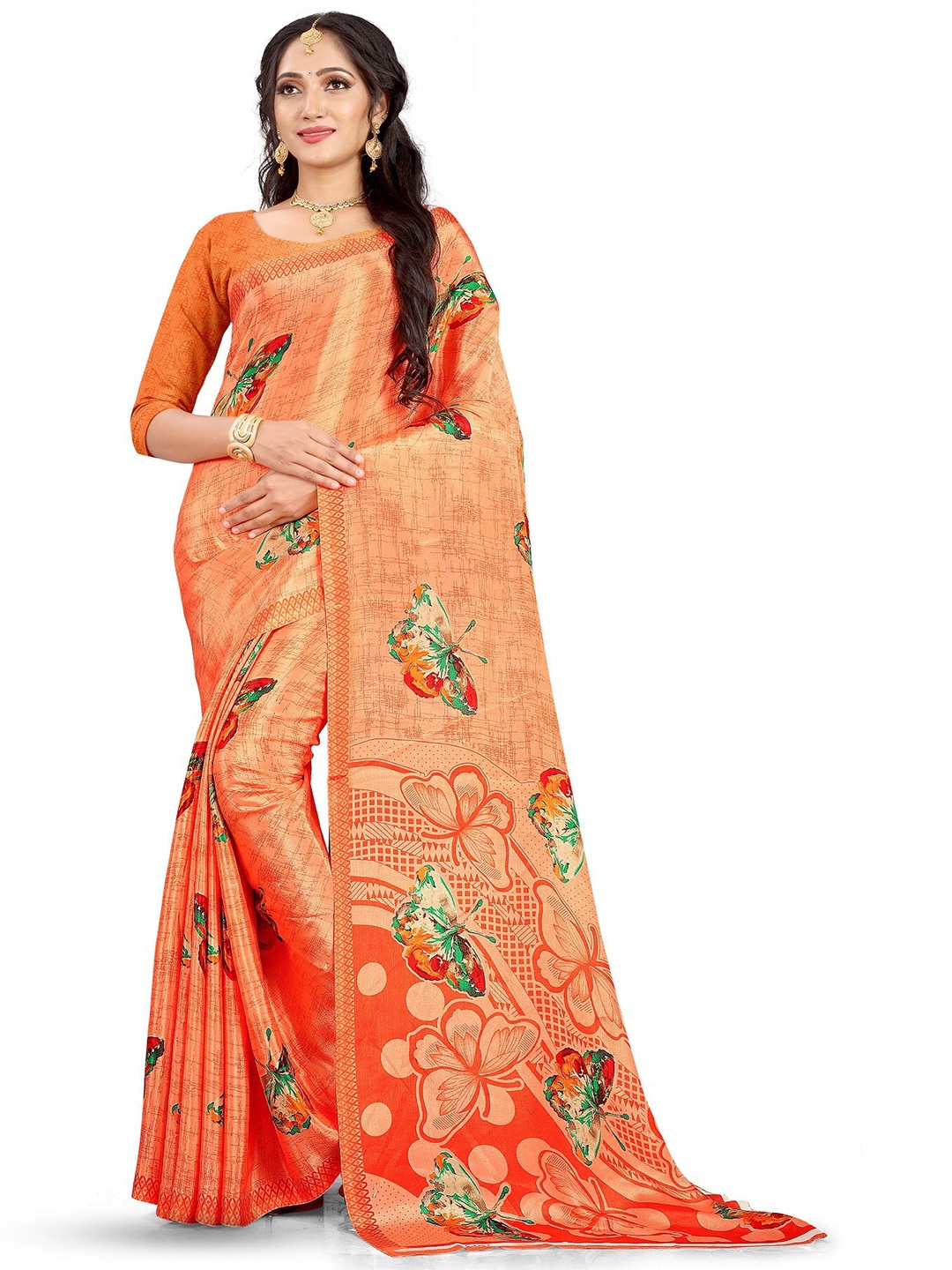 

Leelavati Ethnic Motifs Printed Pure Crepe Saree, Yellow