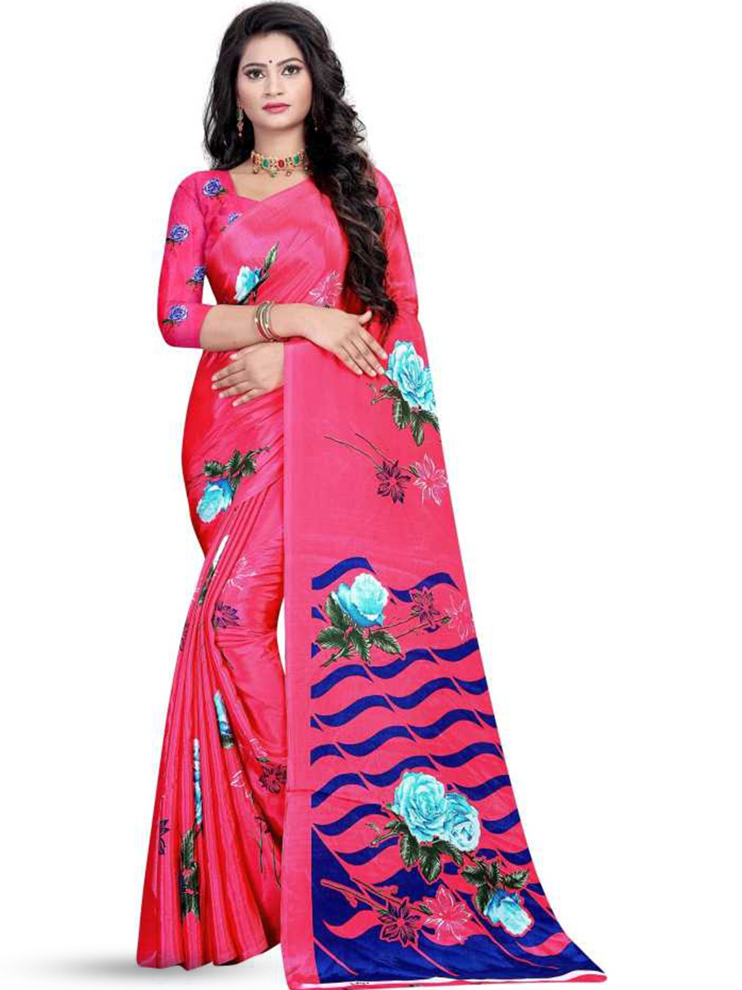 

Leelavati Floral Printed Saree, Pink