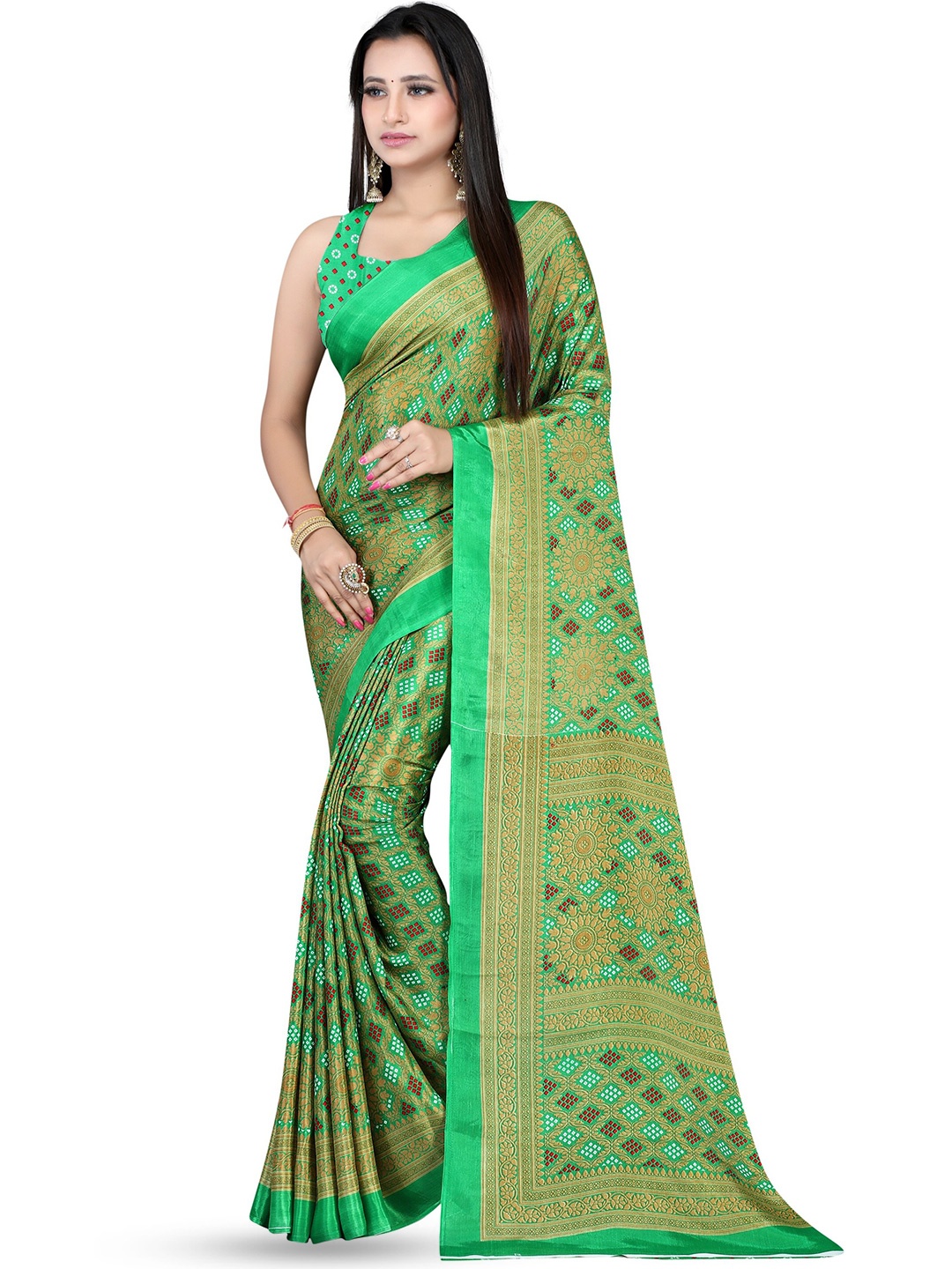 

Leelavati Floral Printed Saree, Green