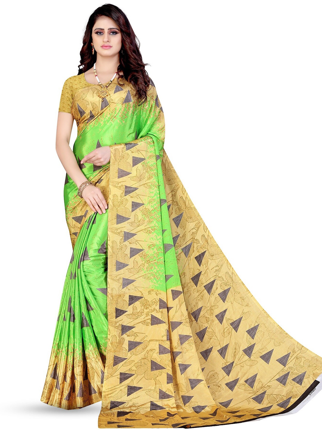 

Leelavati Geometric Printed Saree, Sea green