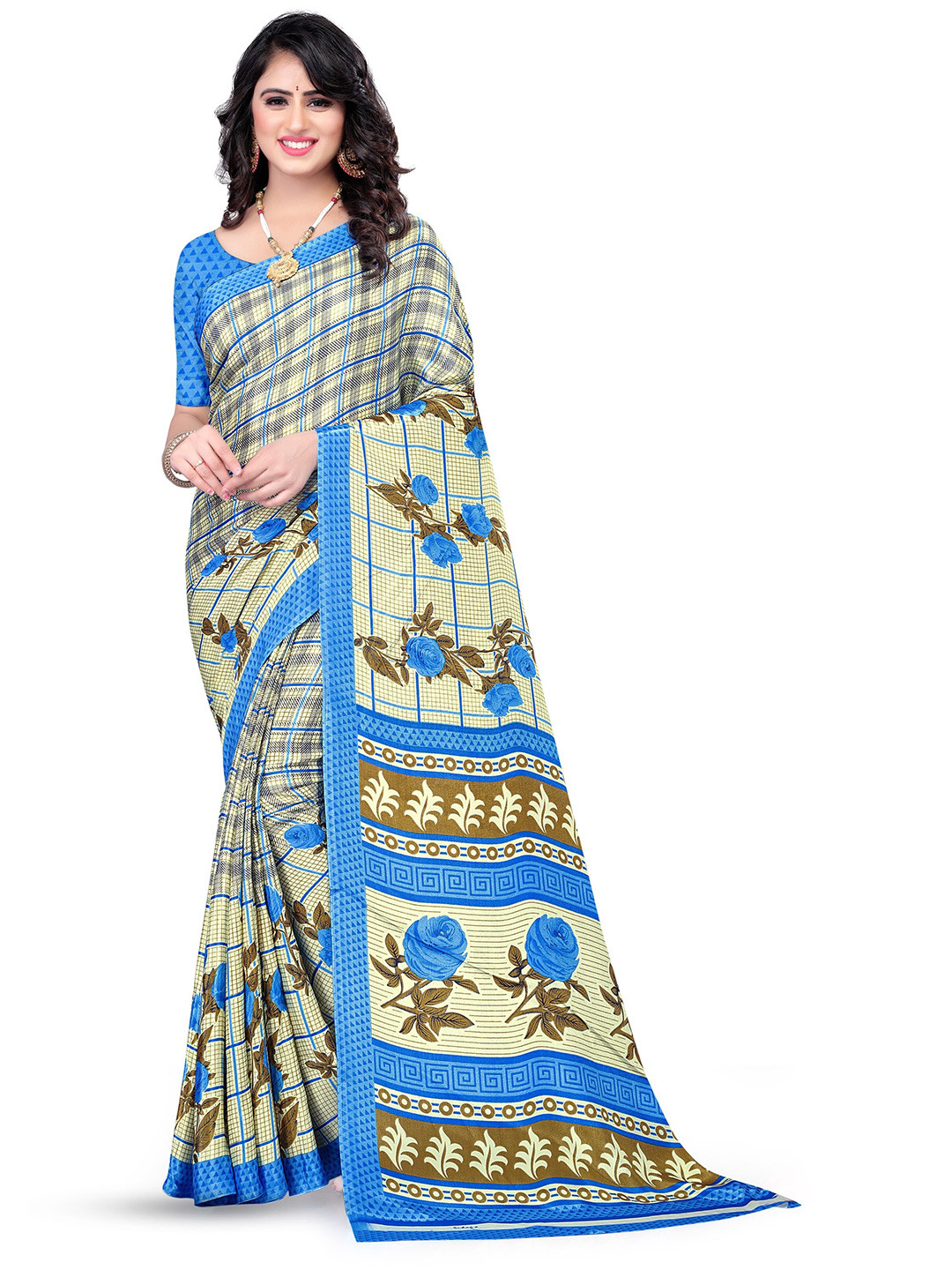 

Leelavati Geometric Printed Saree, Turquoise blue