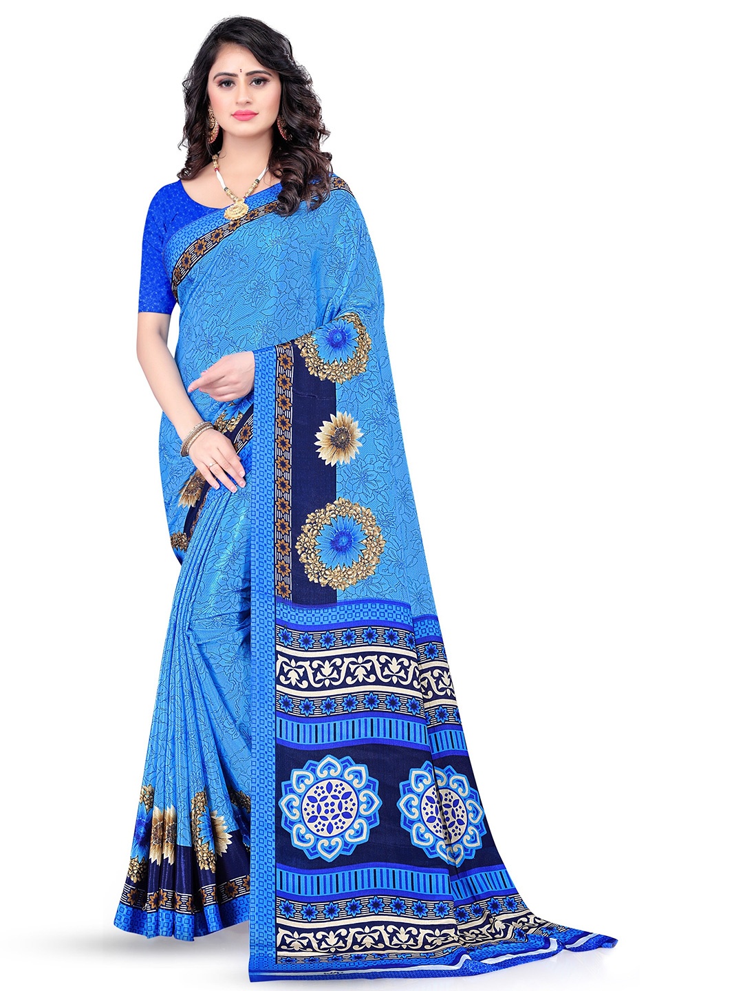 

Leelavati Floral Printed Saree, Blue
