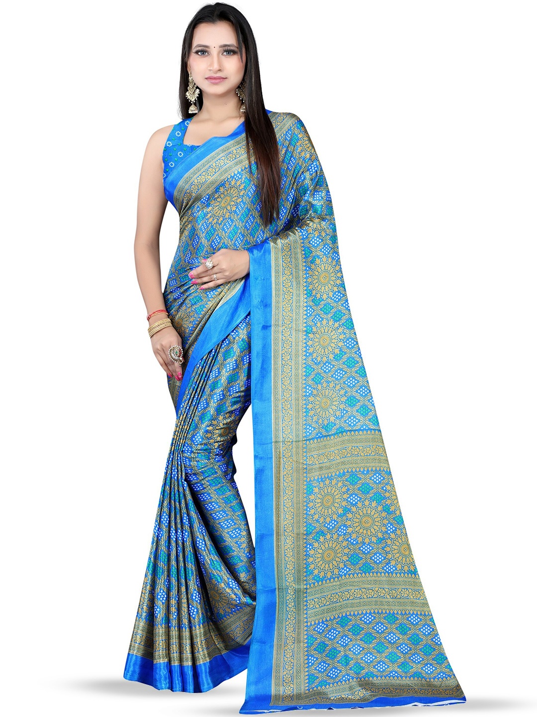 

Leelavati Floral Printed Saree, Blue