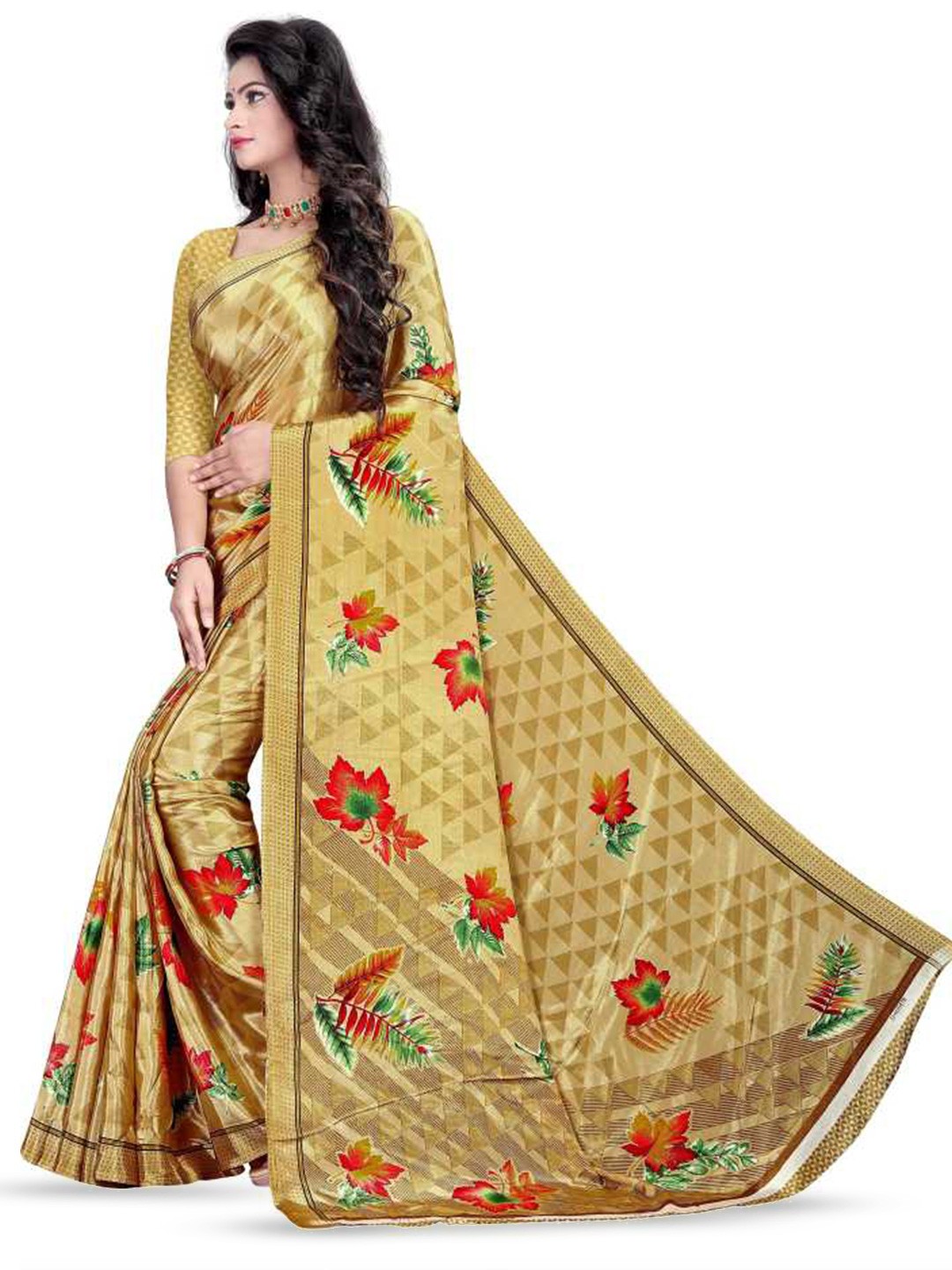 

Leelavati Floral Printed Saree, Beige