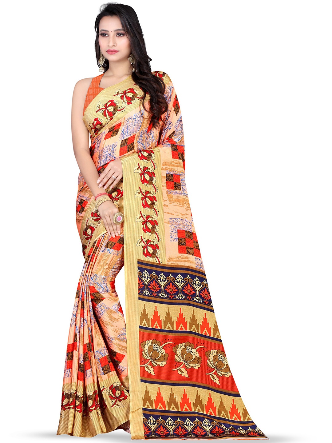 

Leelavati Floral Printed Saree, Orange