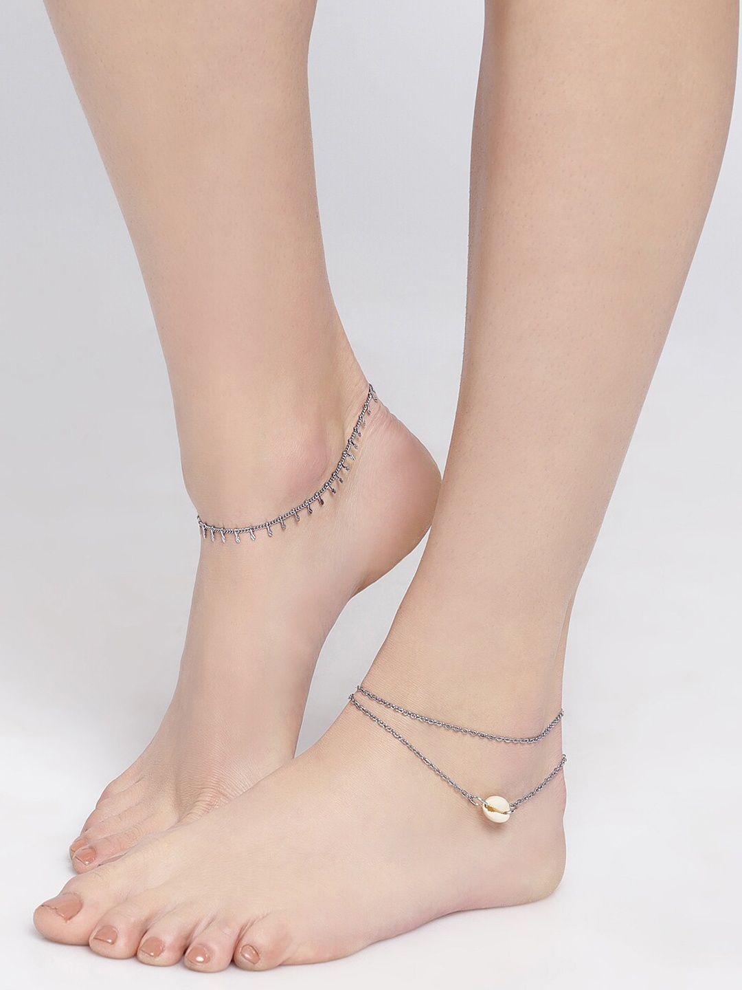 

OOMPH Set Of 2 Anklets, Silver