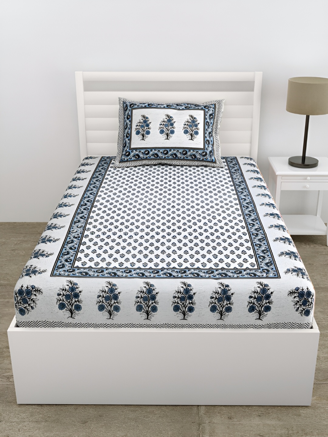 

DOLLIFI Grey Floral 180 TC Single Bedsheet with 1 Pillow Cover