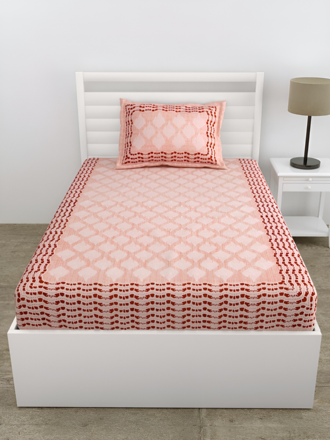 

DOLLIFI Pink Floral Cotton 180 TC Single Bedsheet with 1 Pillow Cover