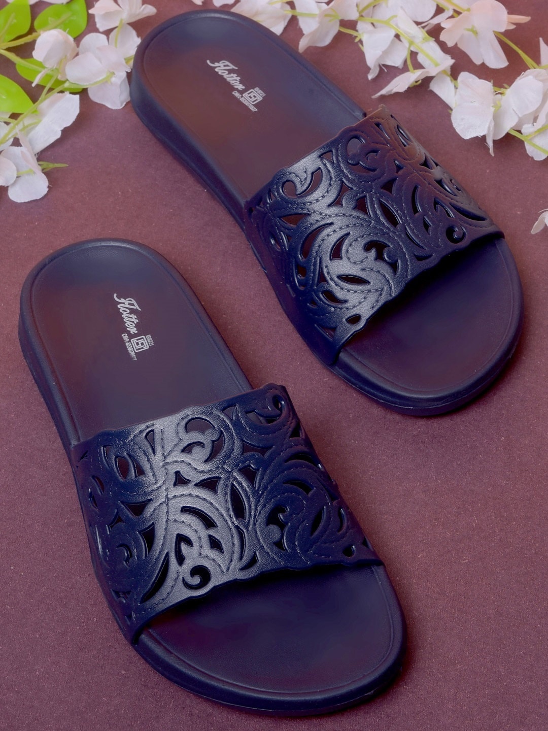 

Action Women Self Design Sliders, Navy blue
