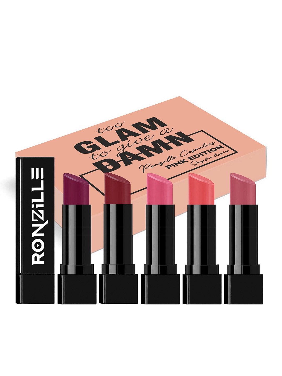 

Ronzille Set of 5 Long Stay Matte Lipstick - 6g Each - Pink Edition, Multi