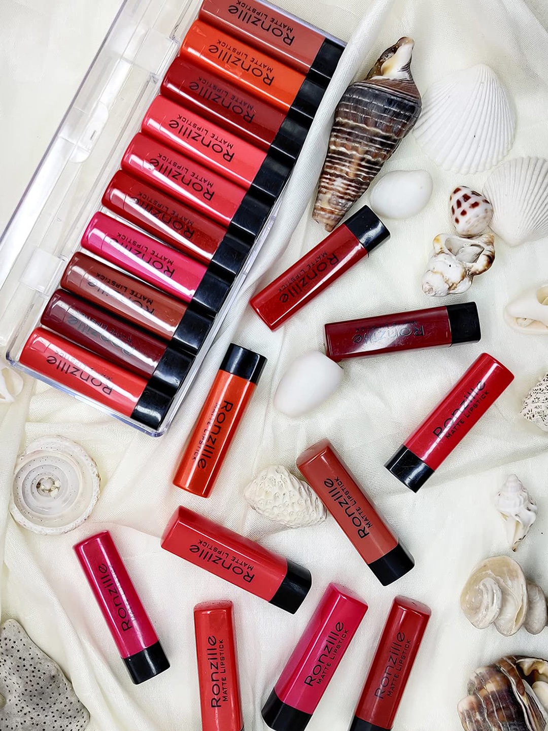 

Ronzille Set of 10 Mini Waterproof & Non Transfer Long Lasting Matte Lipstick - 2.4g Each, Pink